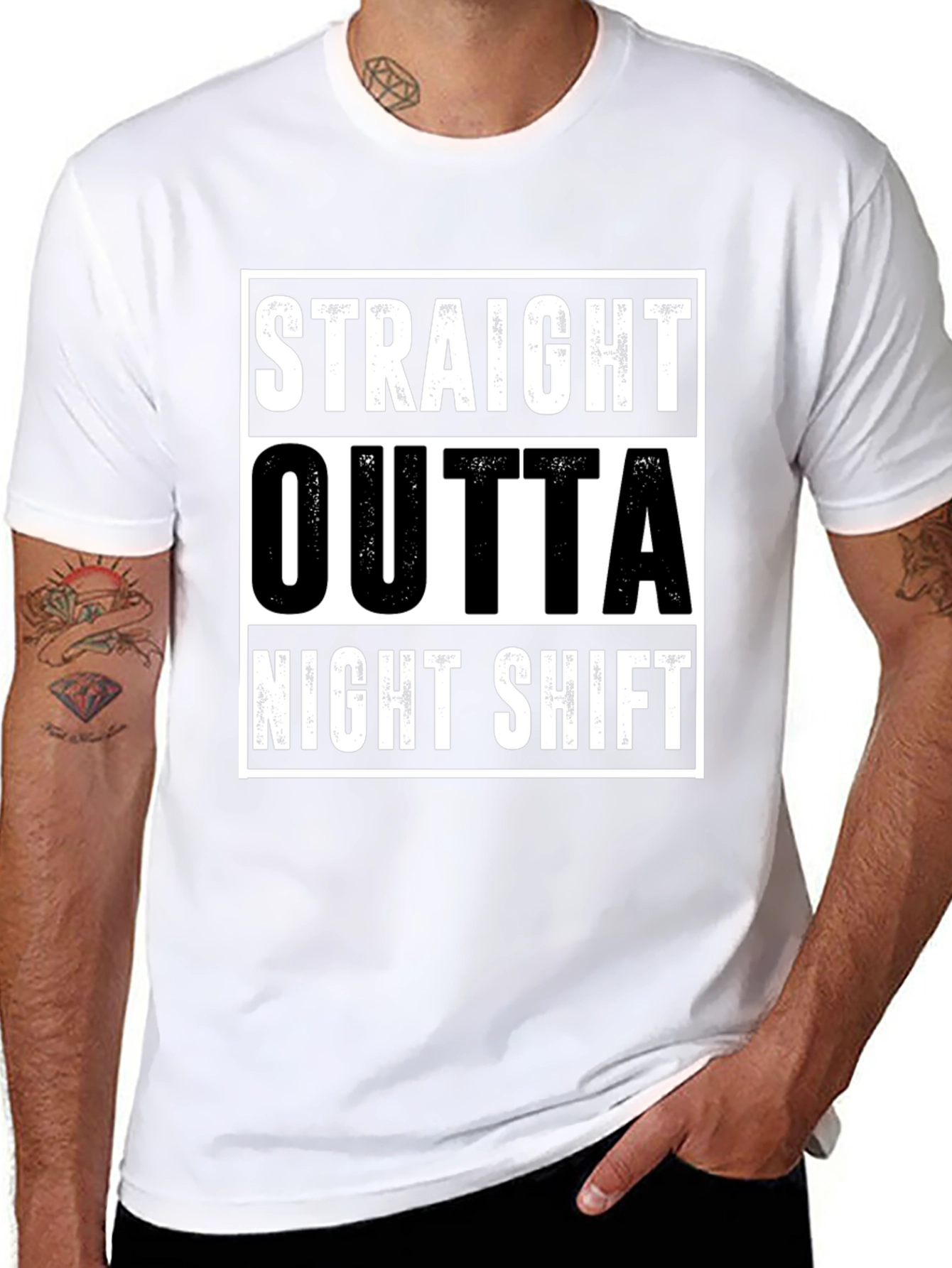 Straight Outta Night Shift Black Graphic Tee