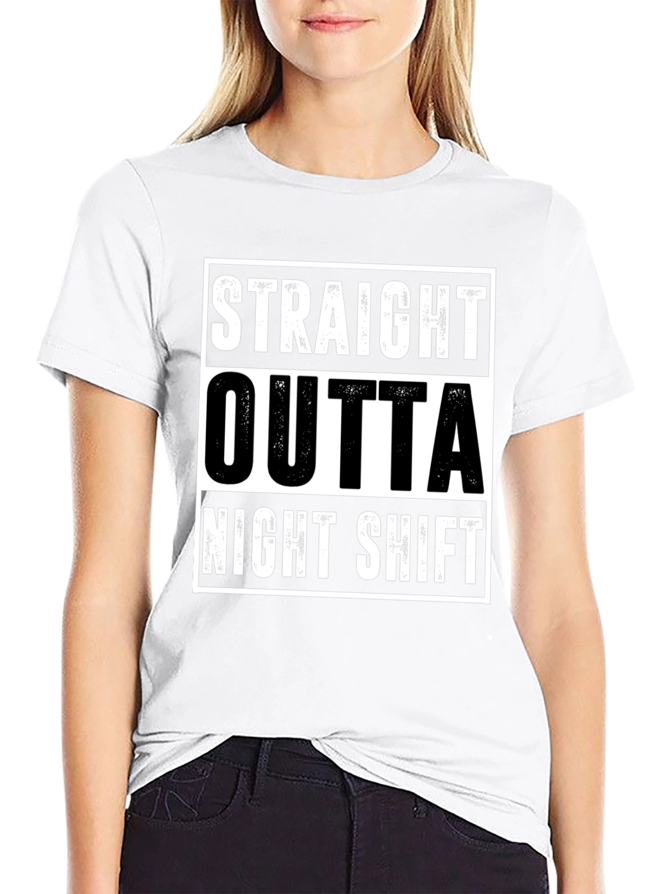 Straight Outta Night Shift Black Graphic Tee