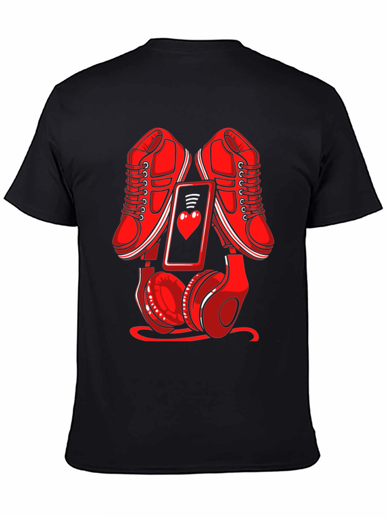 Red Sneakers Phone & Headphones Graphic T-Shirt