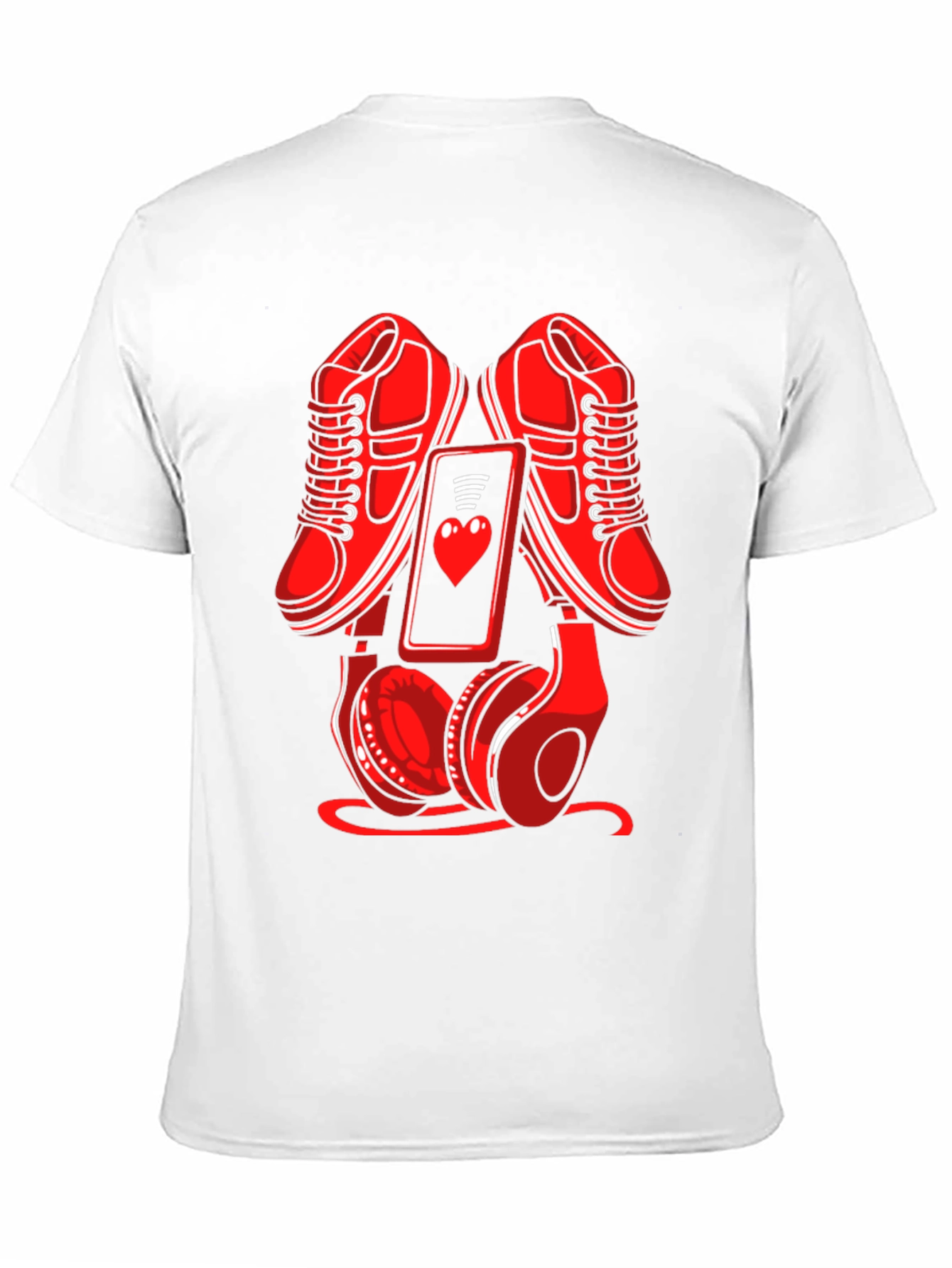 Red Sneakers Phone & Headphones Graphic T-Shirt