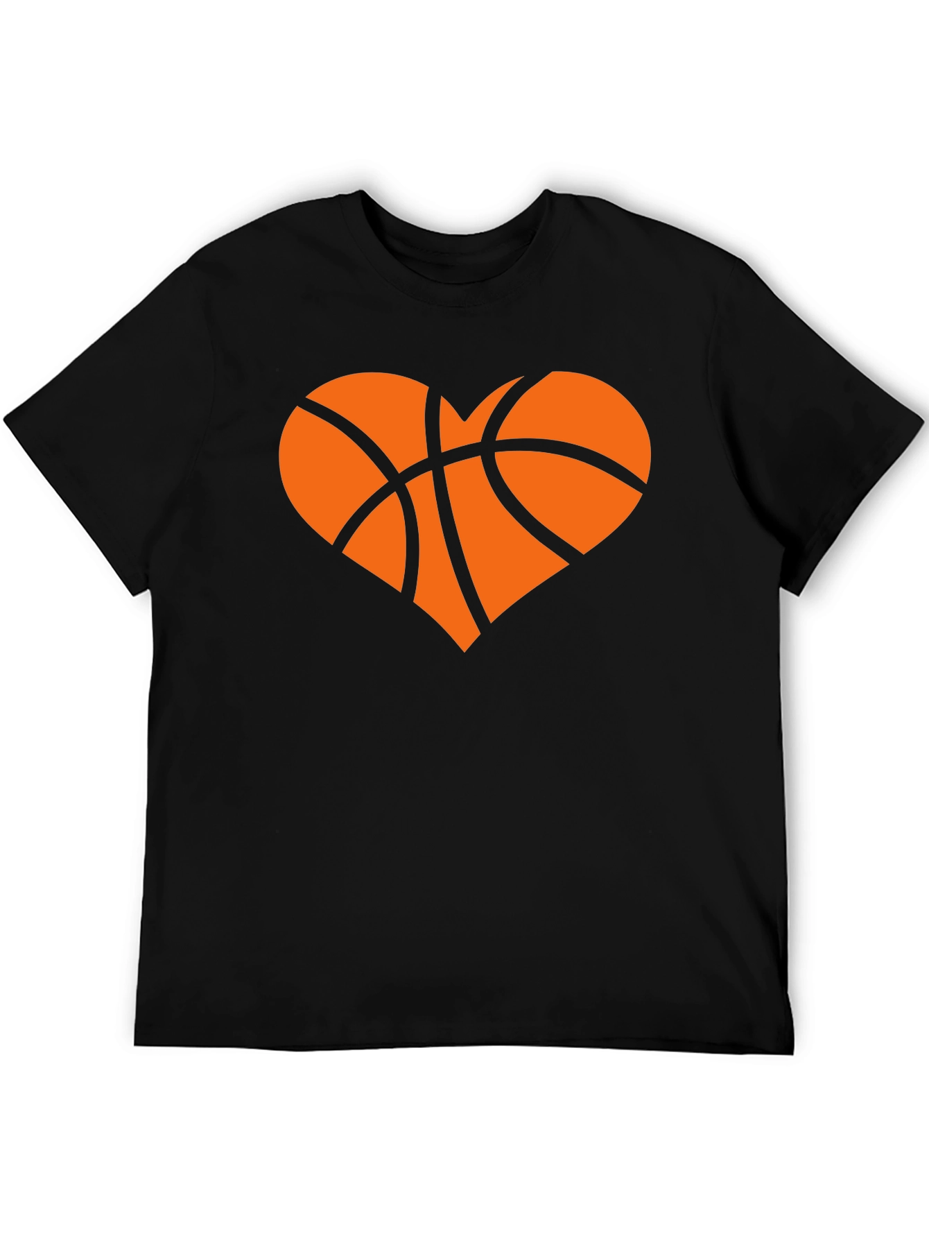 Basketball Heart Graphic Tee - Black Cotton T-Shirt