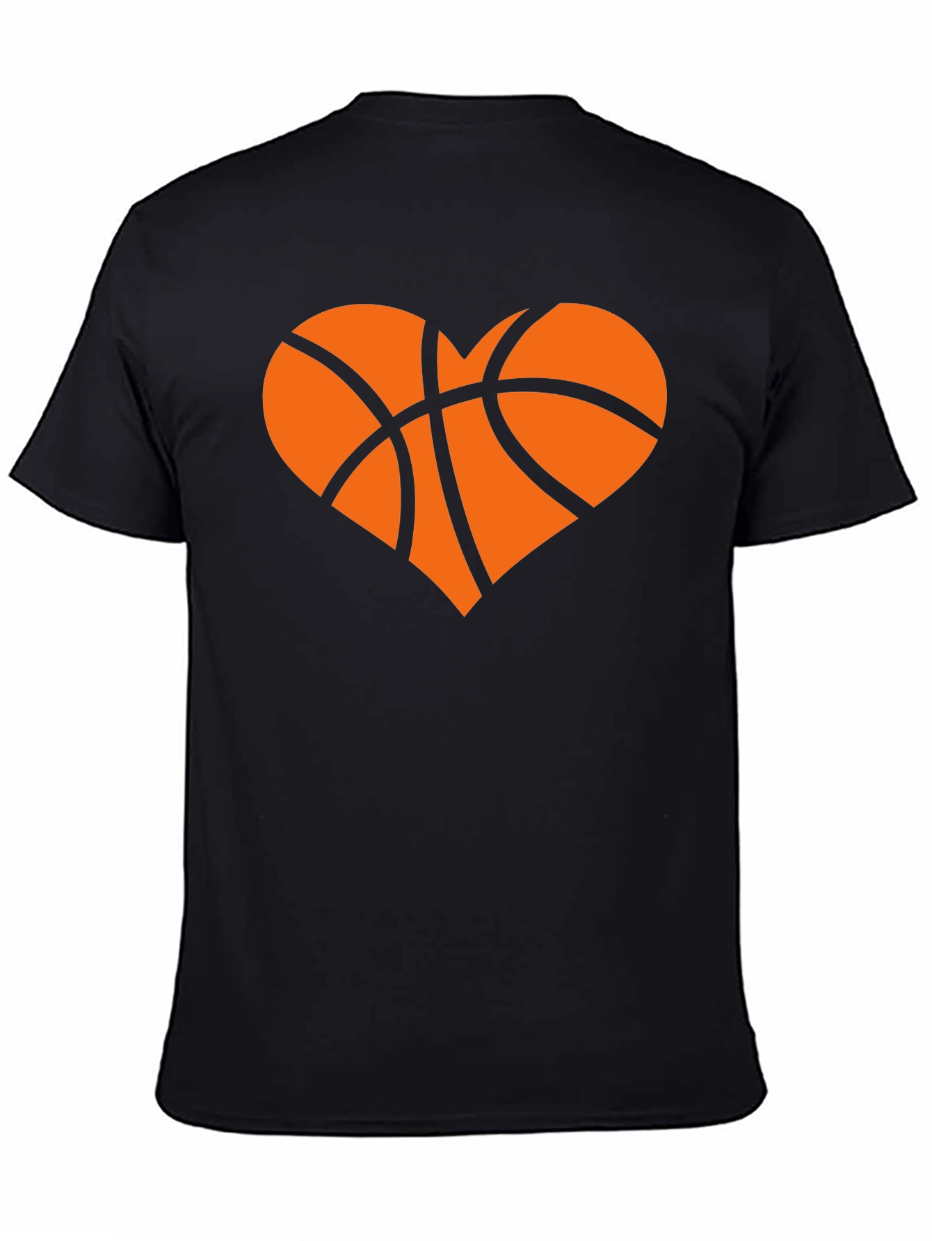 Basketball Heart Graphic Tee - Black Cotton T-Shirt