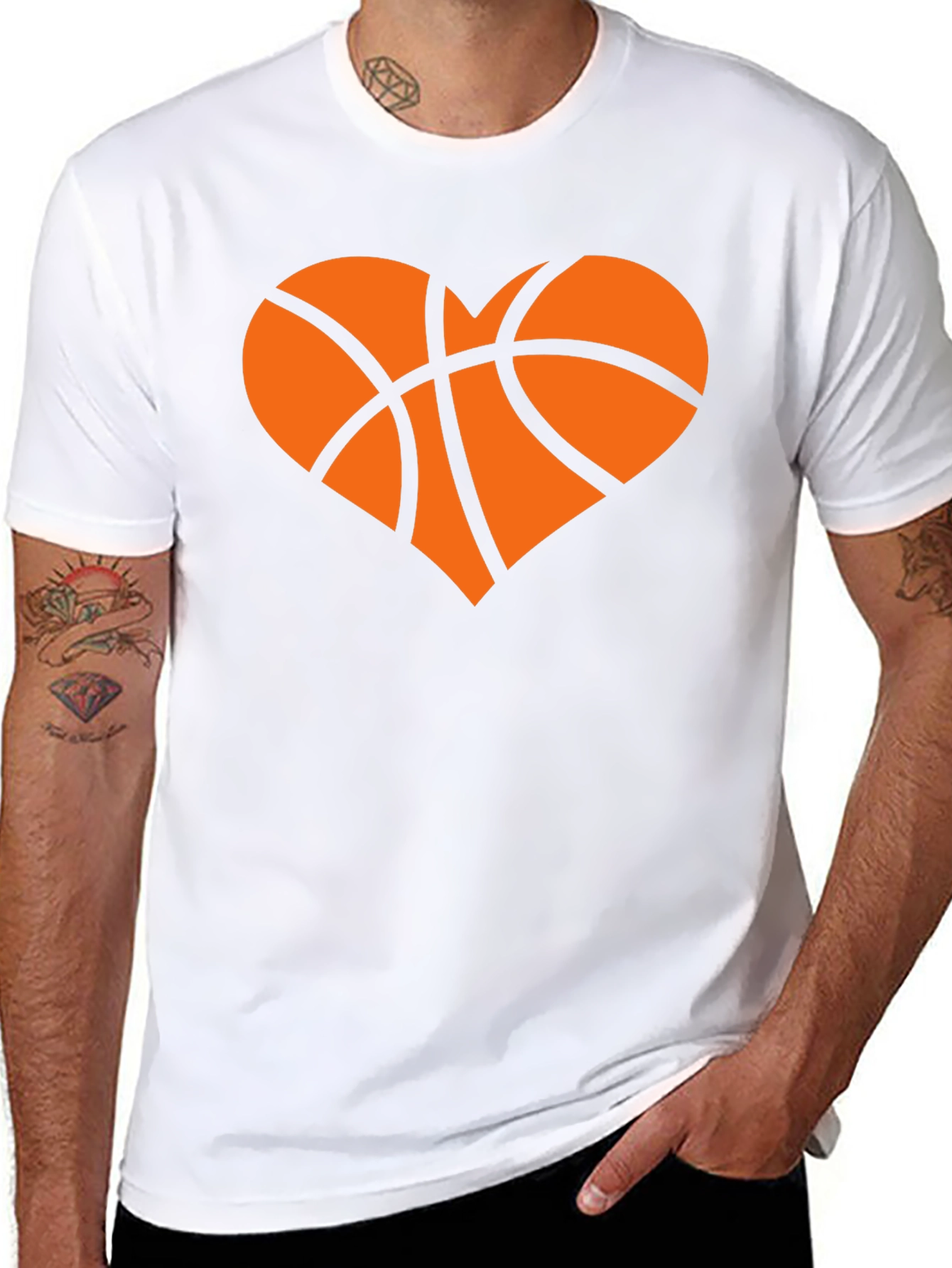 Basketball Heart Graphic Tee - Black Cotton T-Shirt