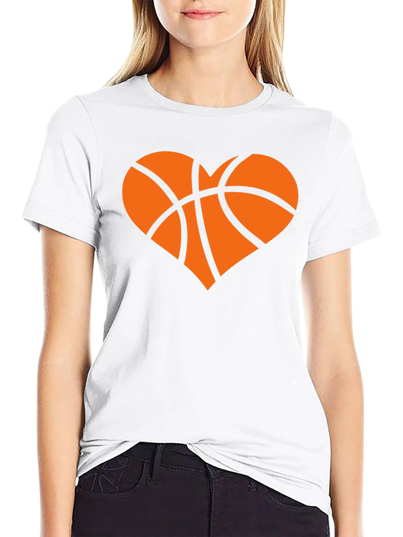 Basketball Heart Graphic Tee - Black Cotton T-Shirt