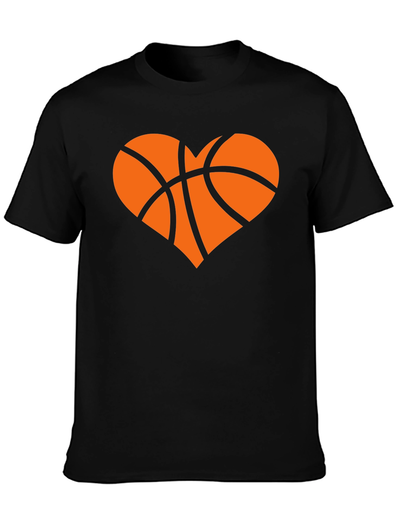 Basketball Heart Graphic Tee - Black Cotton T-Shirt