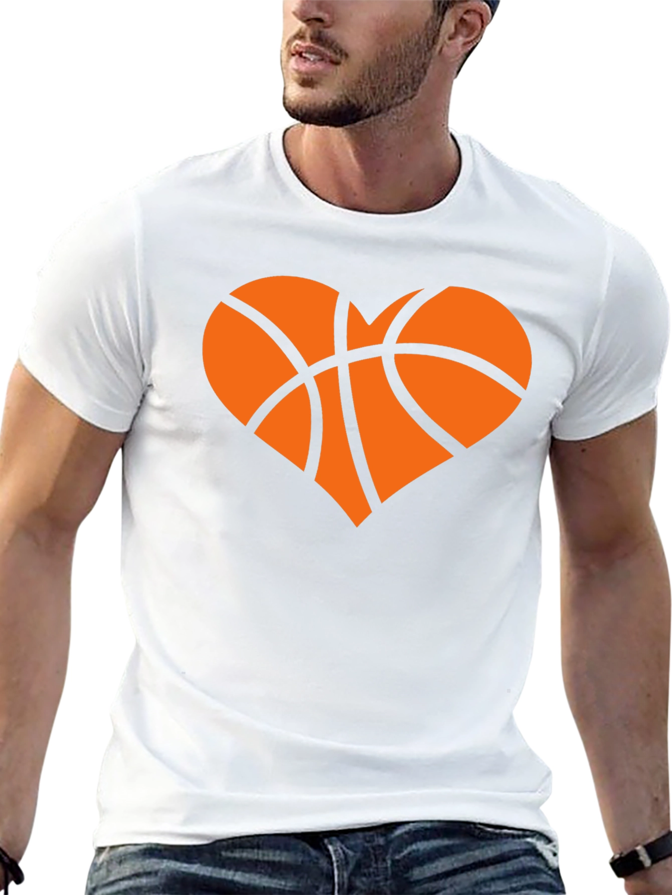 Basketball Heart Graphic Tee - Black Cotton T-Shirt