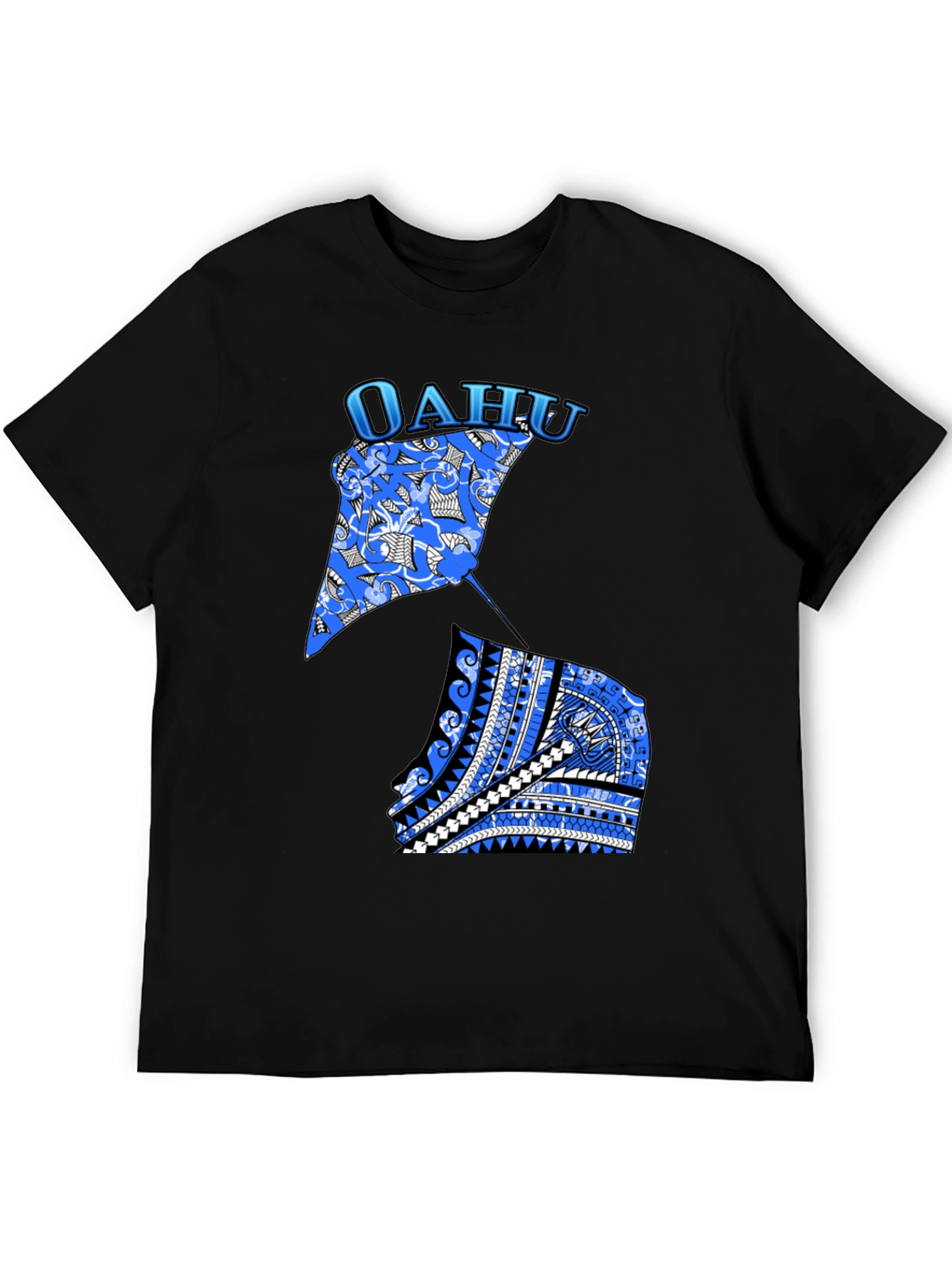 Oahu Stingray Graphic Print Black T-Shirt