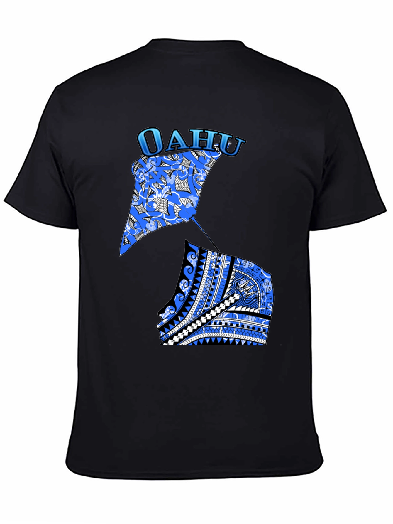 Oahu Stingray Graphic Print Black T-Shirt
