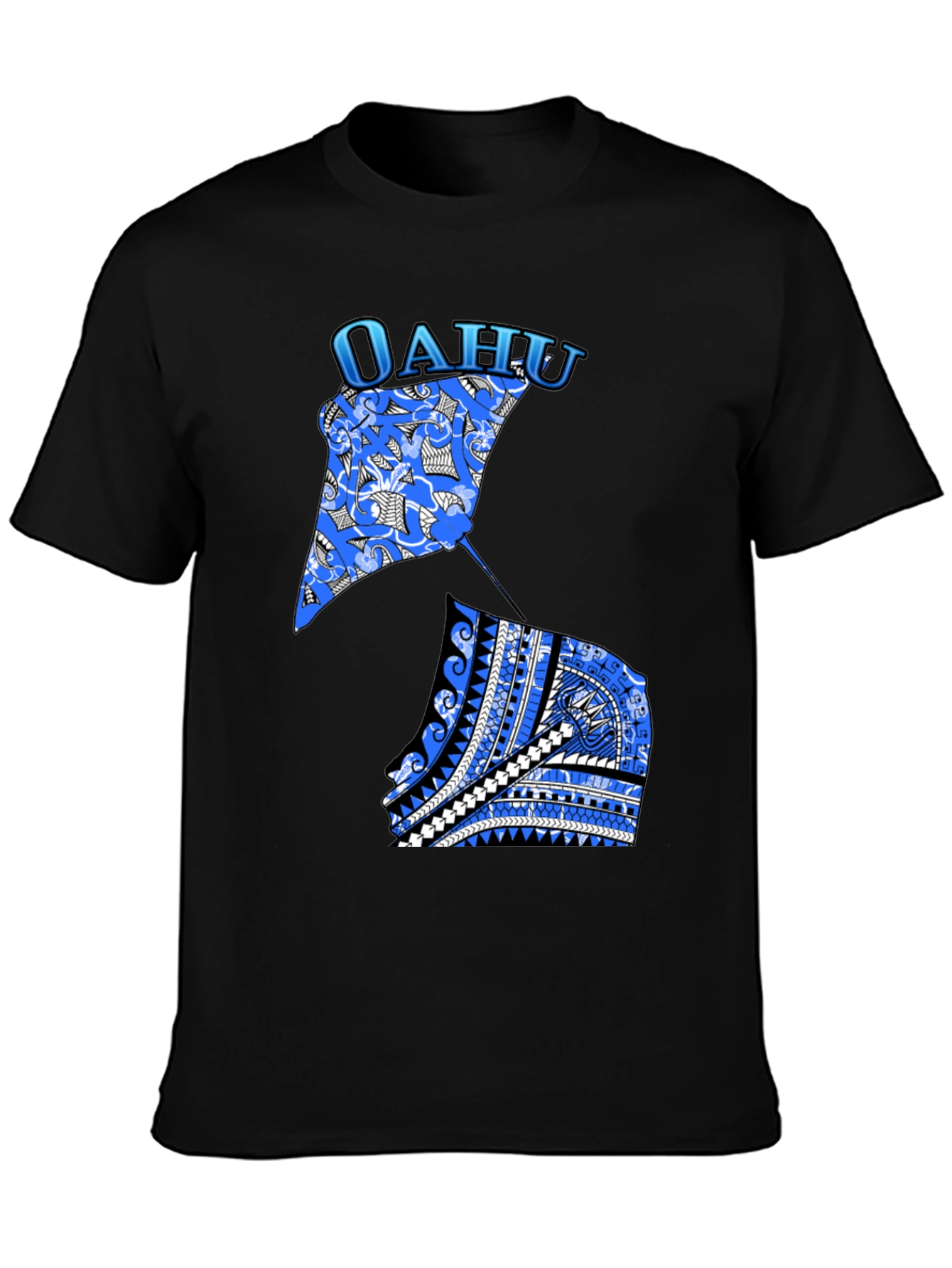 Oahu Stingray Graphic Print Black T-Shirt