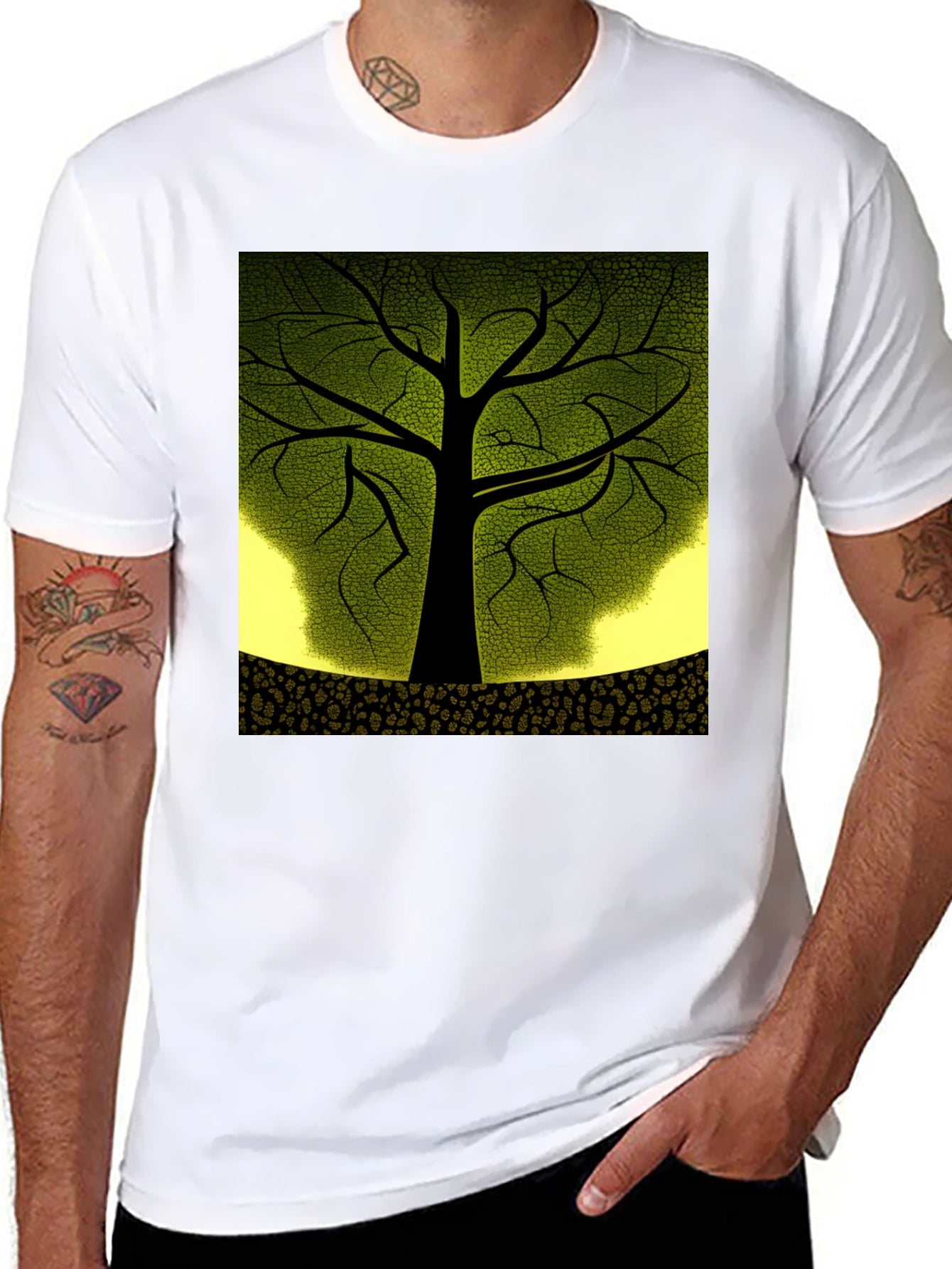 Nature Inspired Tree Graphic Black T-Shirt