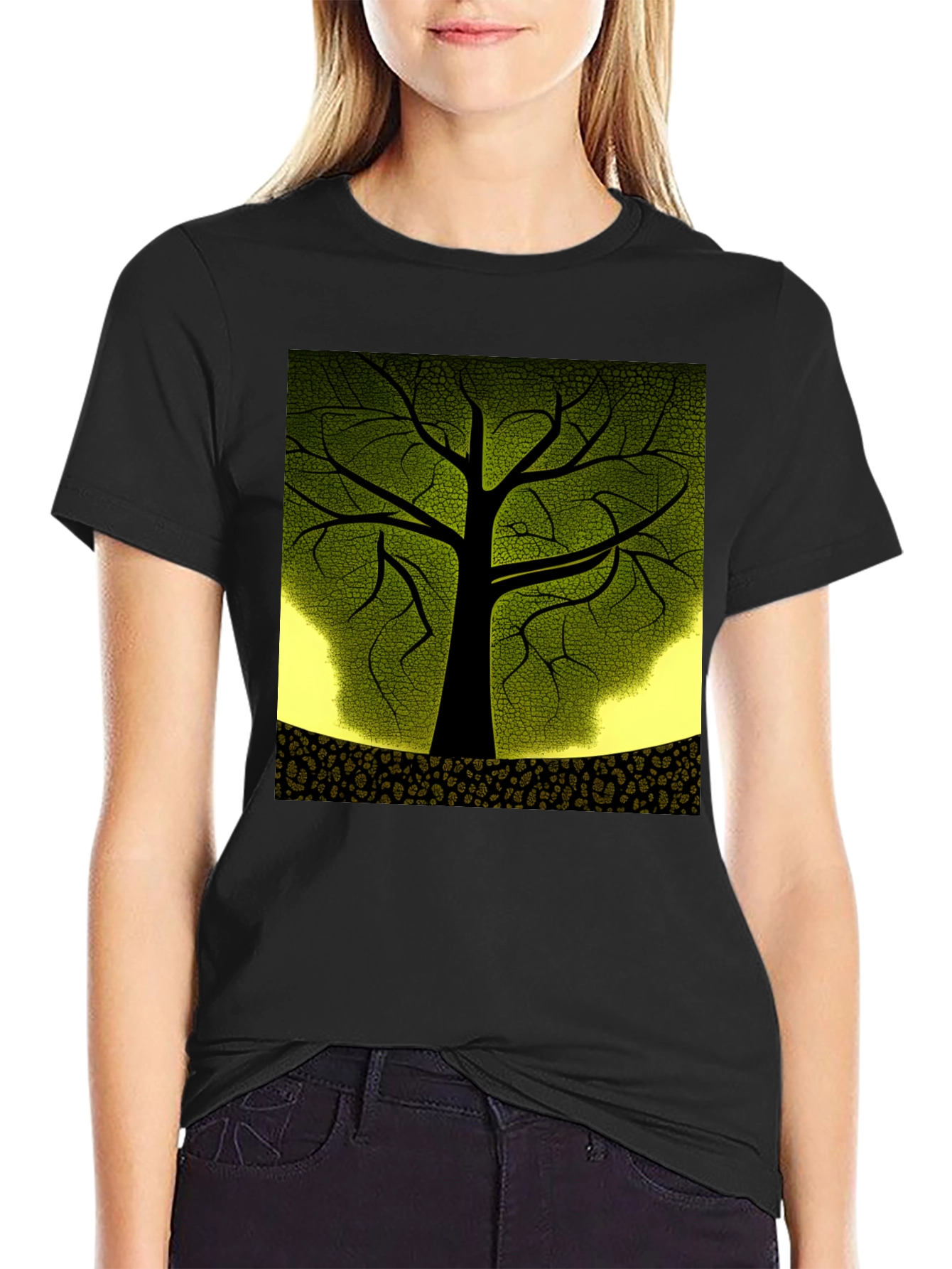 Nature Inspired Tree Graphic Black T-Shirt
