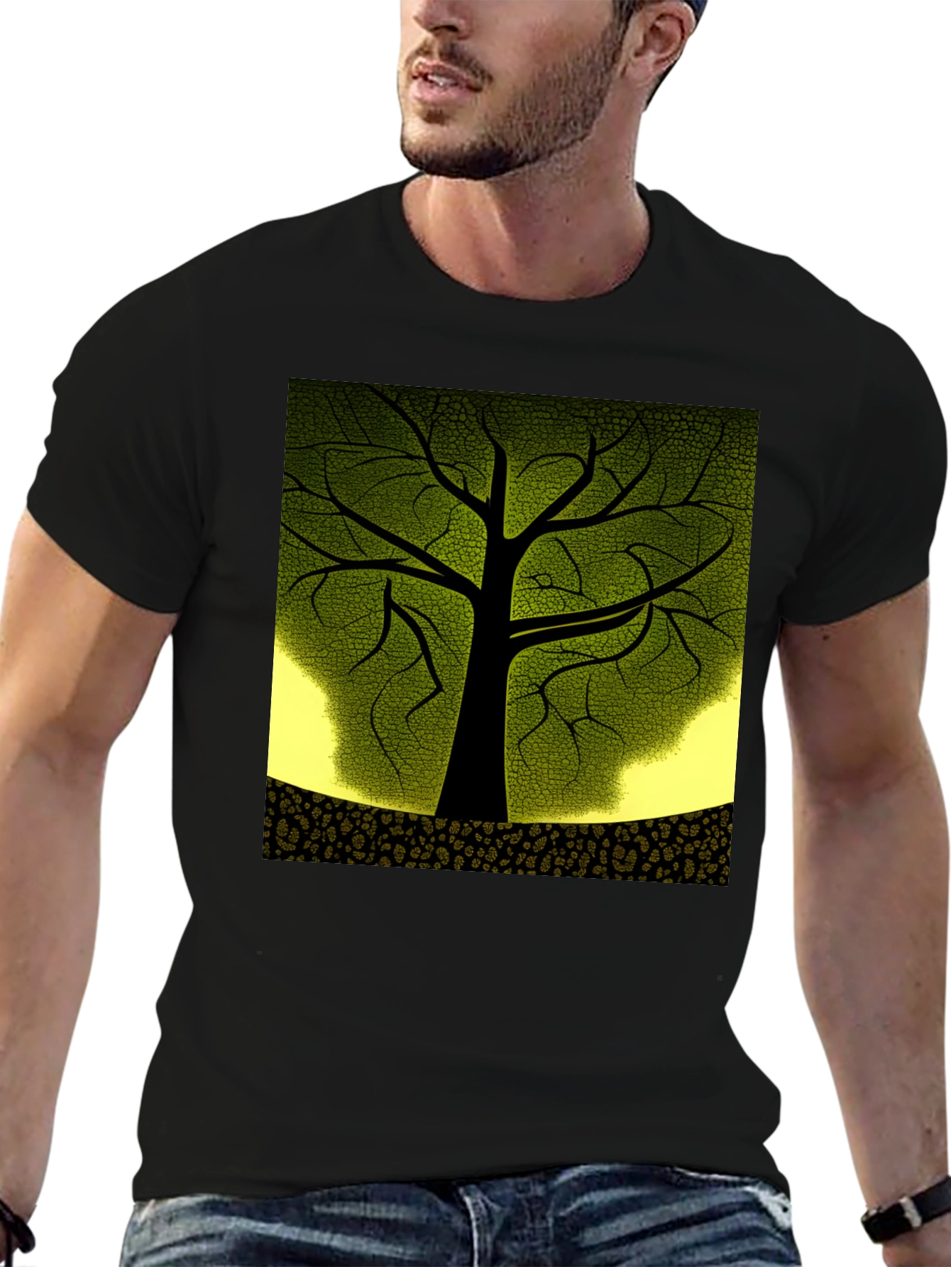 Nature Inspired Tree Graphic Black T-Shirt