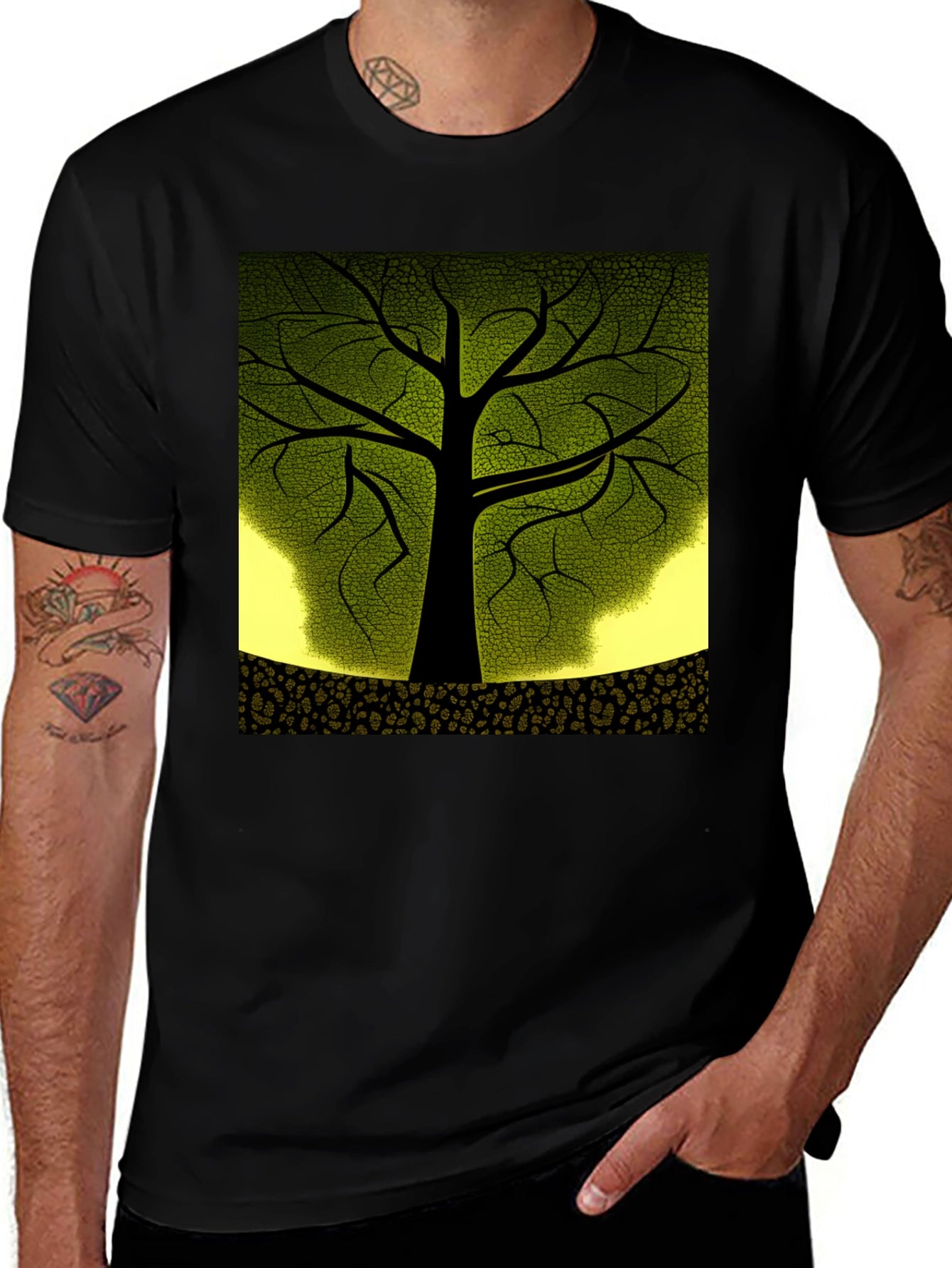 Nature Inspired Tree Graphic Black T-Shirt