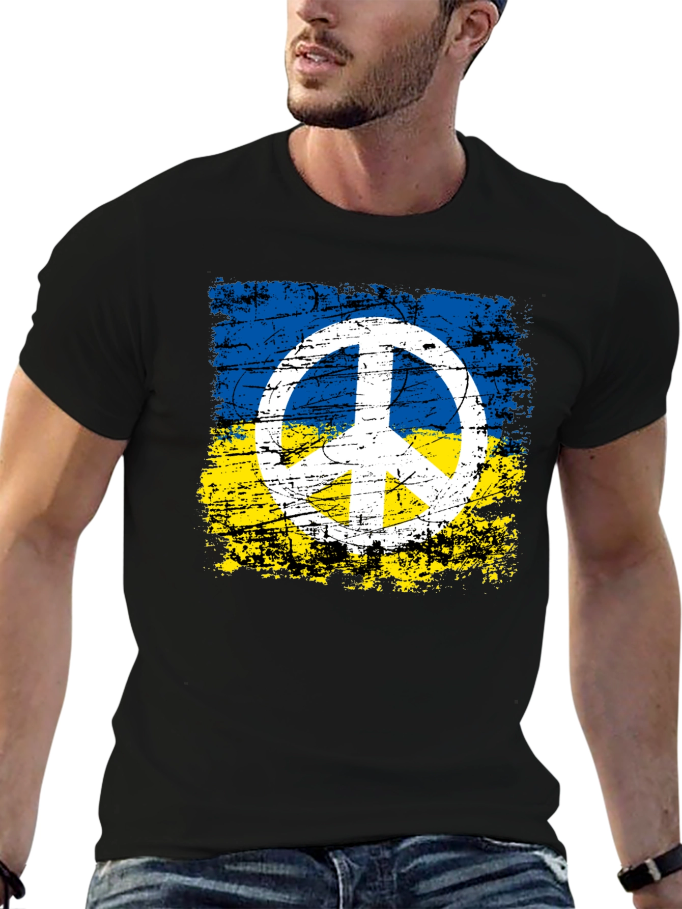 Ukraine Flag Peace Sign Graphic Tee