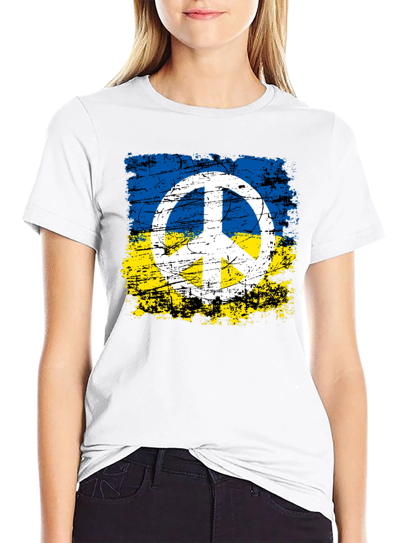Ukraine Flag Peace Sign Graphic Tee