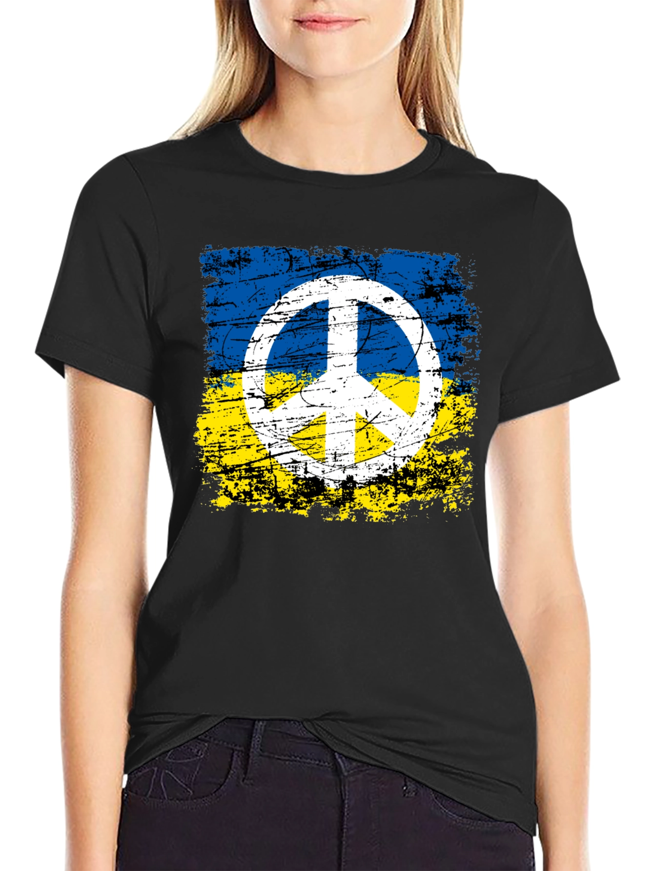 Ukraine Flag Peace Sign Graphic Tee