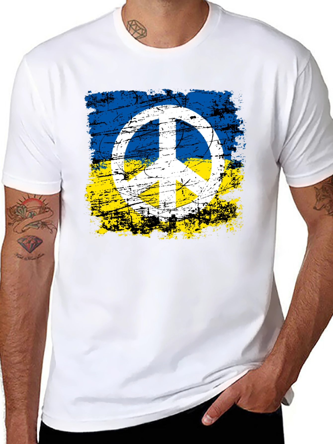 Ukraine Flag Peace Sign Graphic Tee