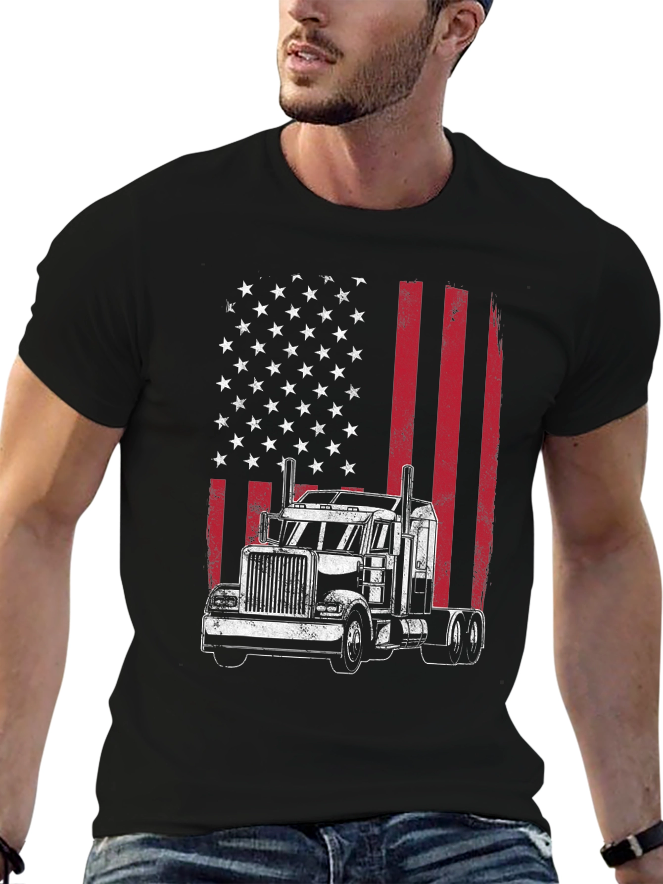 American Flag Trucker T-Shirt