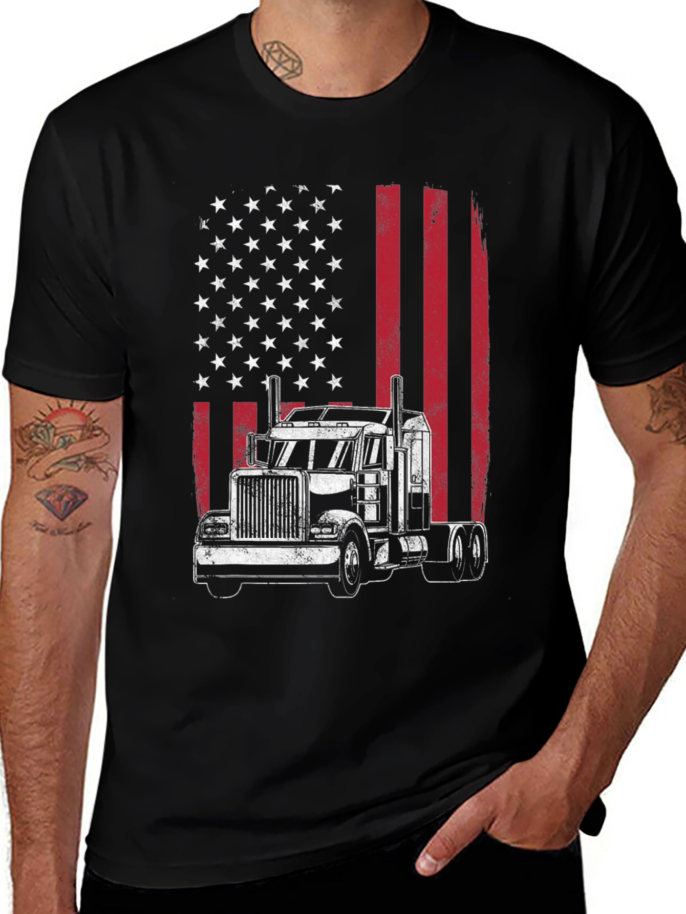 American Flag Trucker T-Shirt