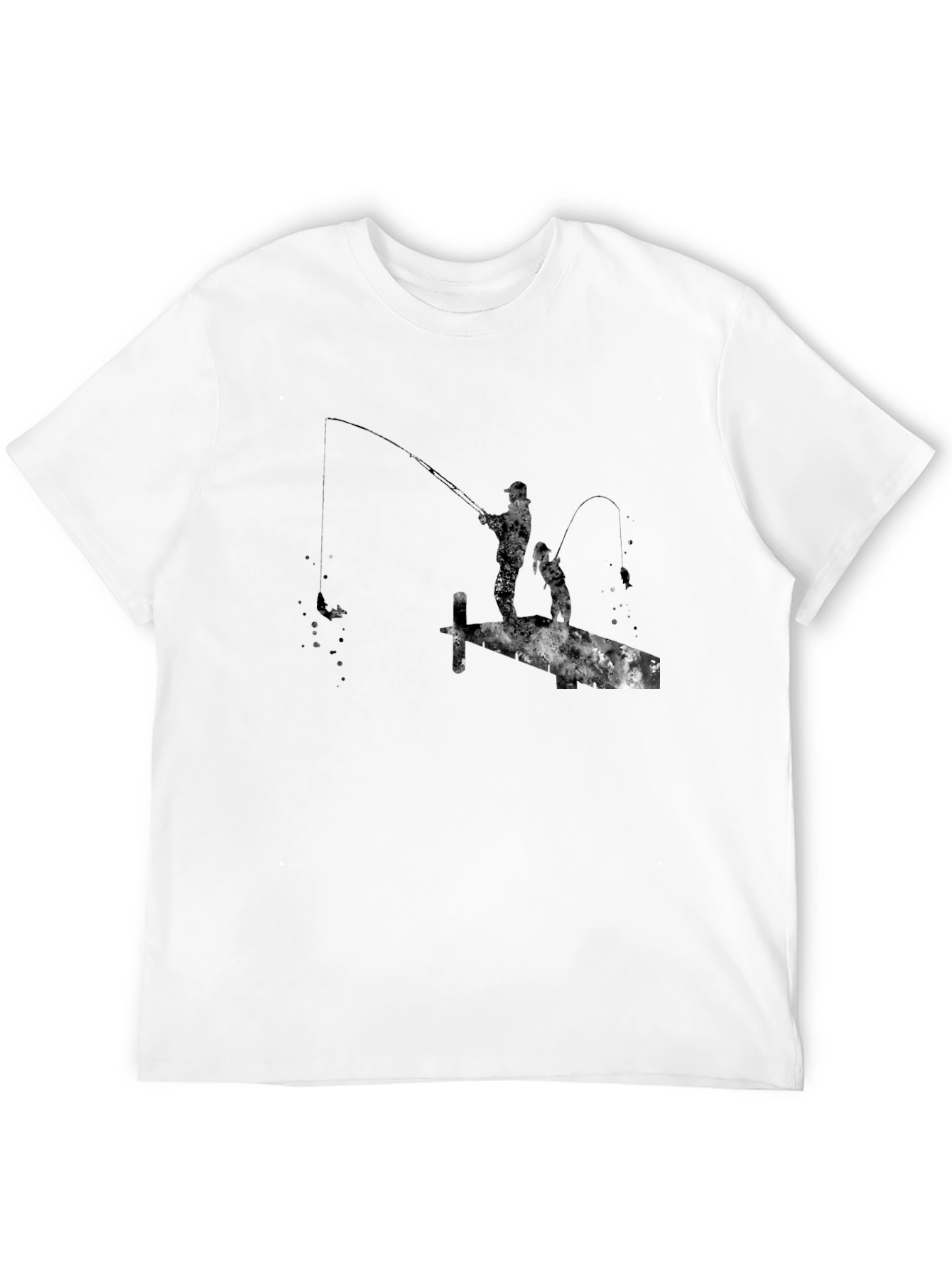 Fishing Silhouette Graphic Black T-Shirt