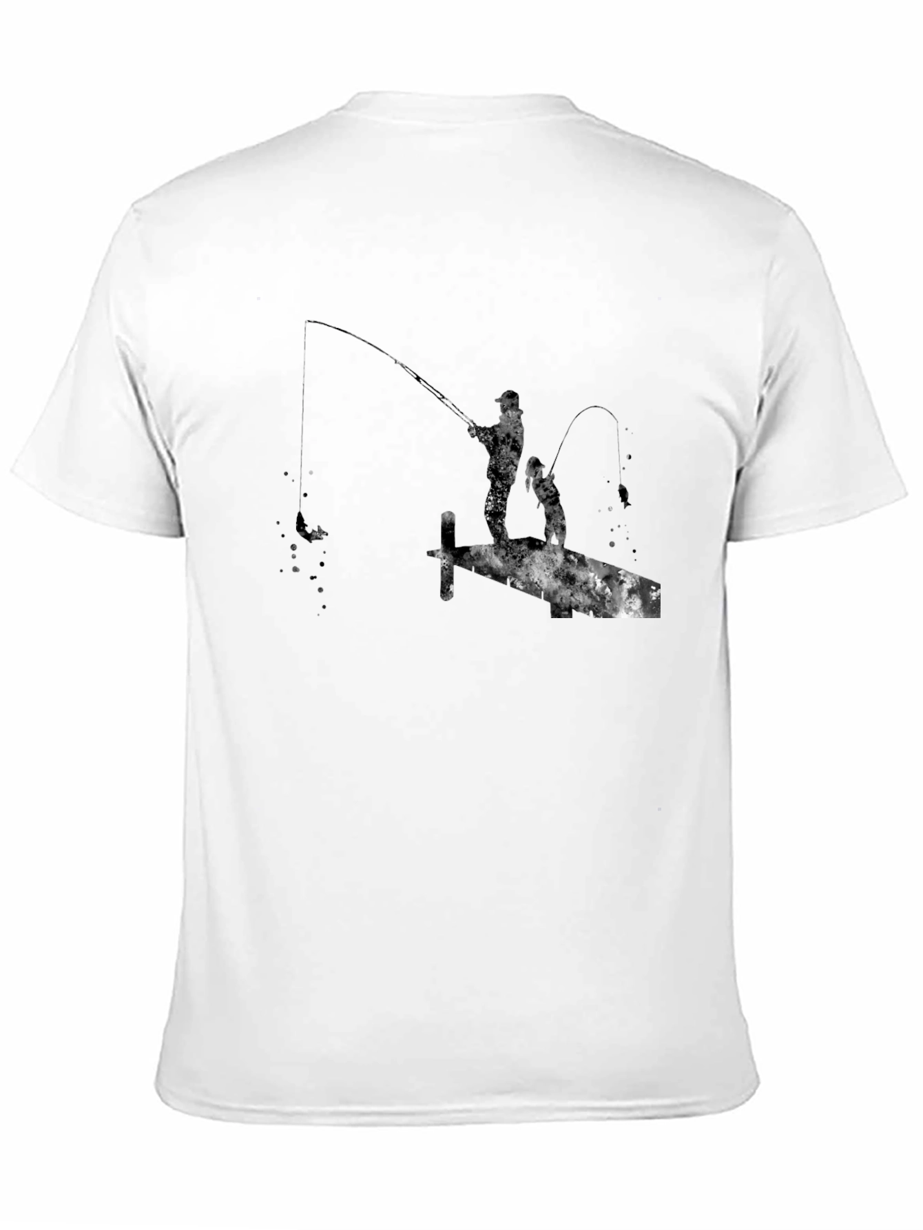 Fishing Silhouette Graphic Black T-Shirt