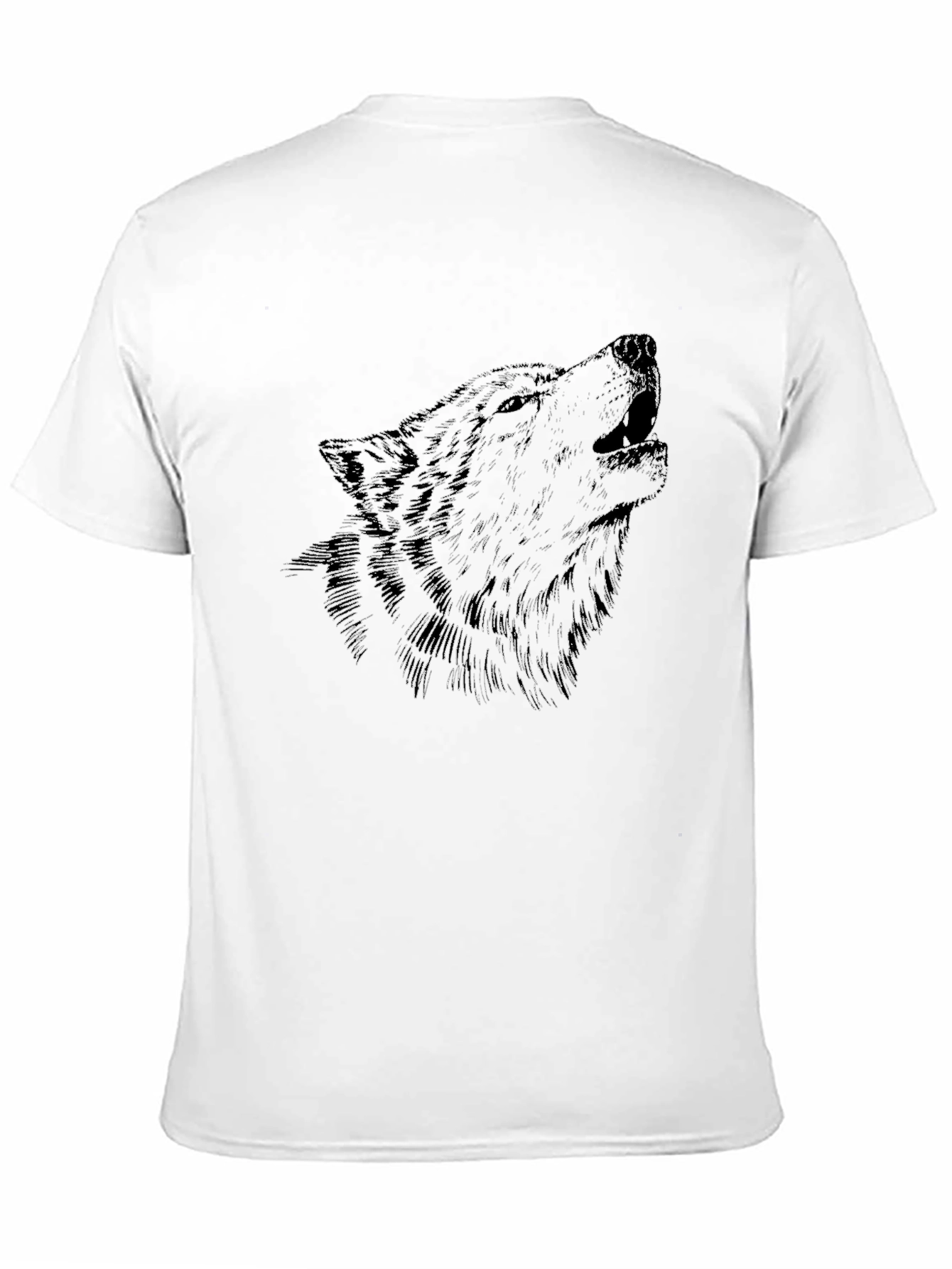 Mens Black Wolf Graphic Print Crew Neck T-Shirt