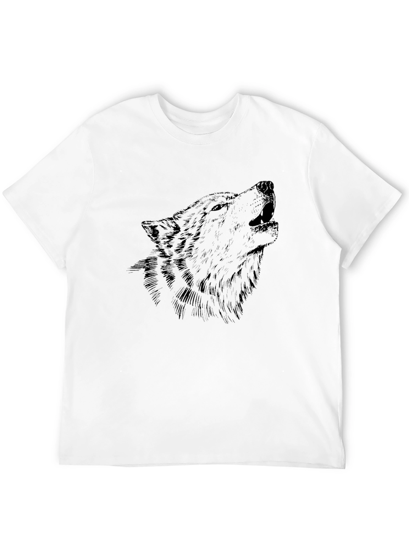 Mens Black Wolf Graphic Print Crew Neck T-Shirt