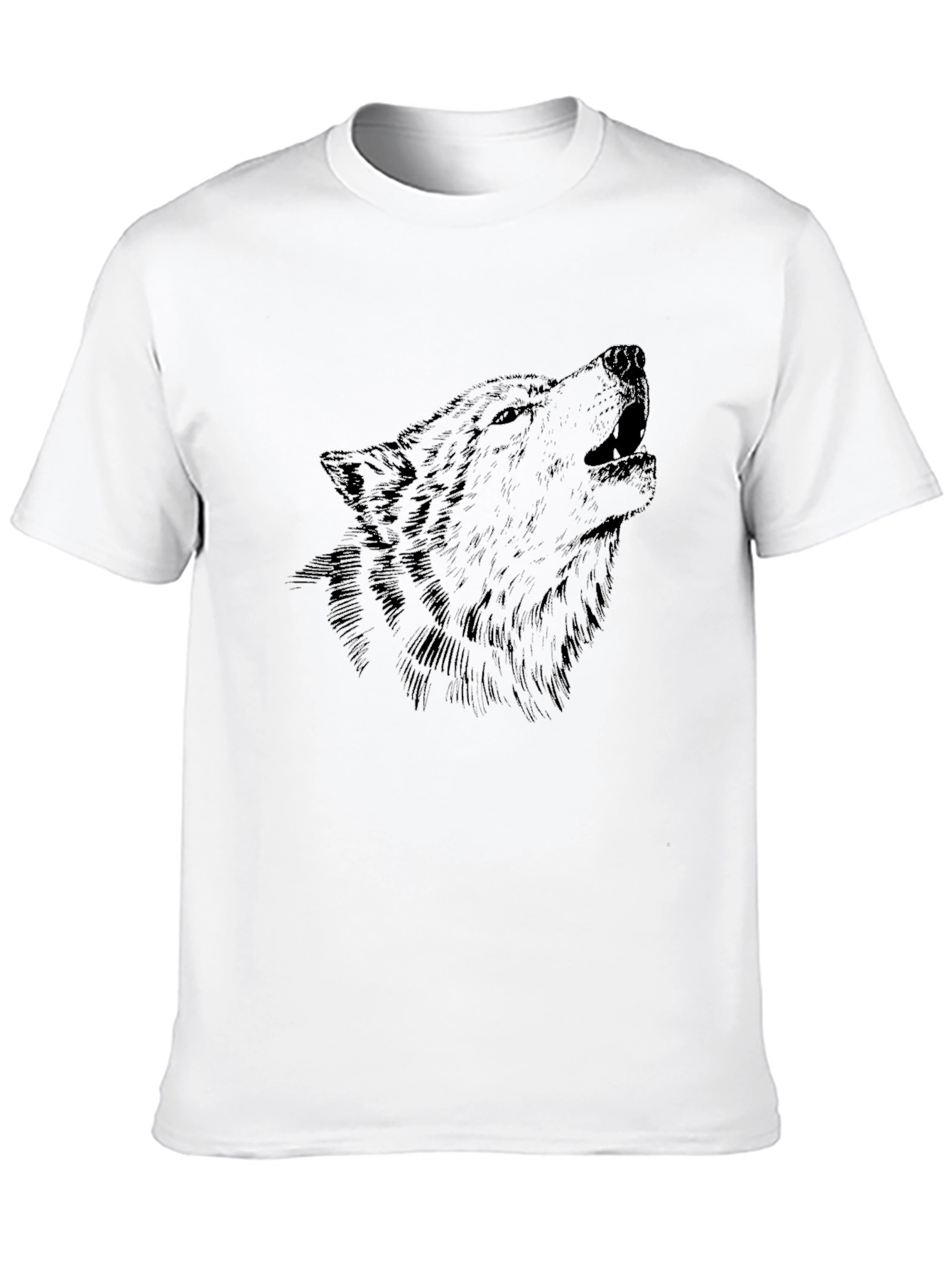 Mens Black Wolf Graphic Print Crew Neck T-Shirt