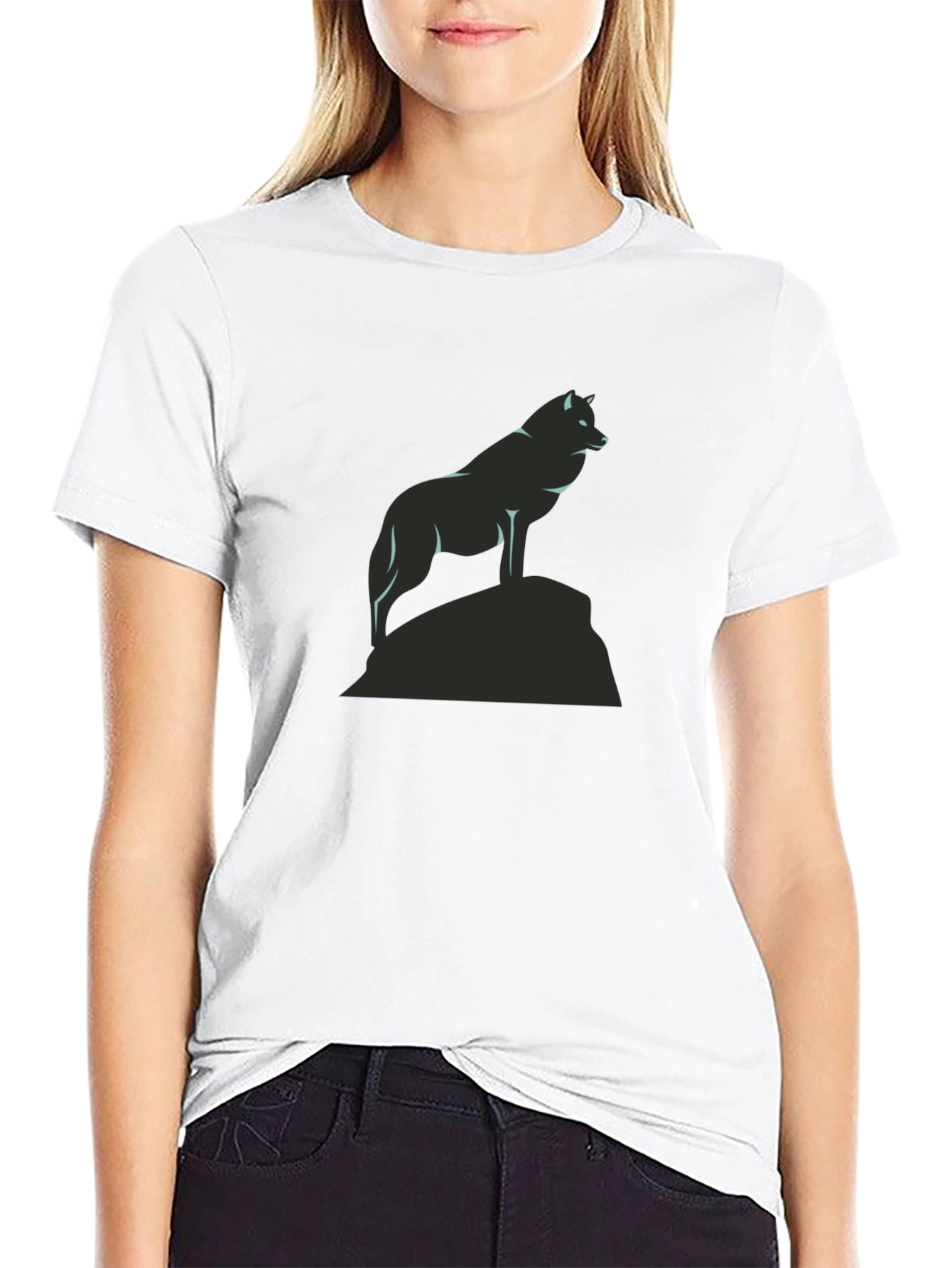 Wolf Silhouette Graphic Tee - Black