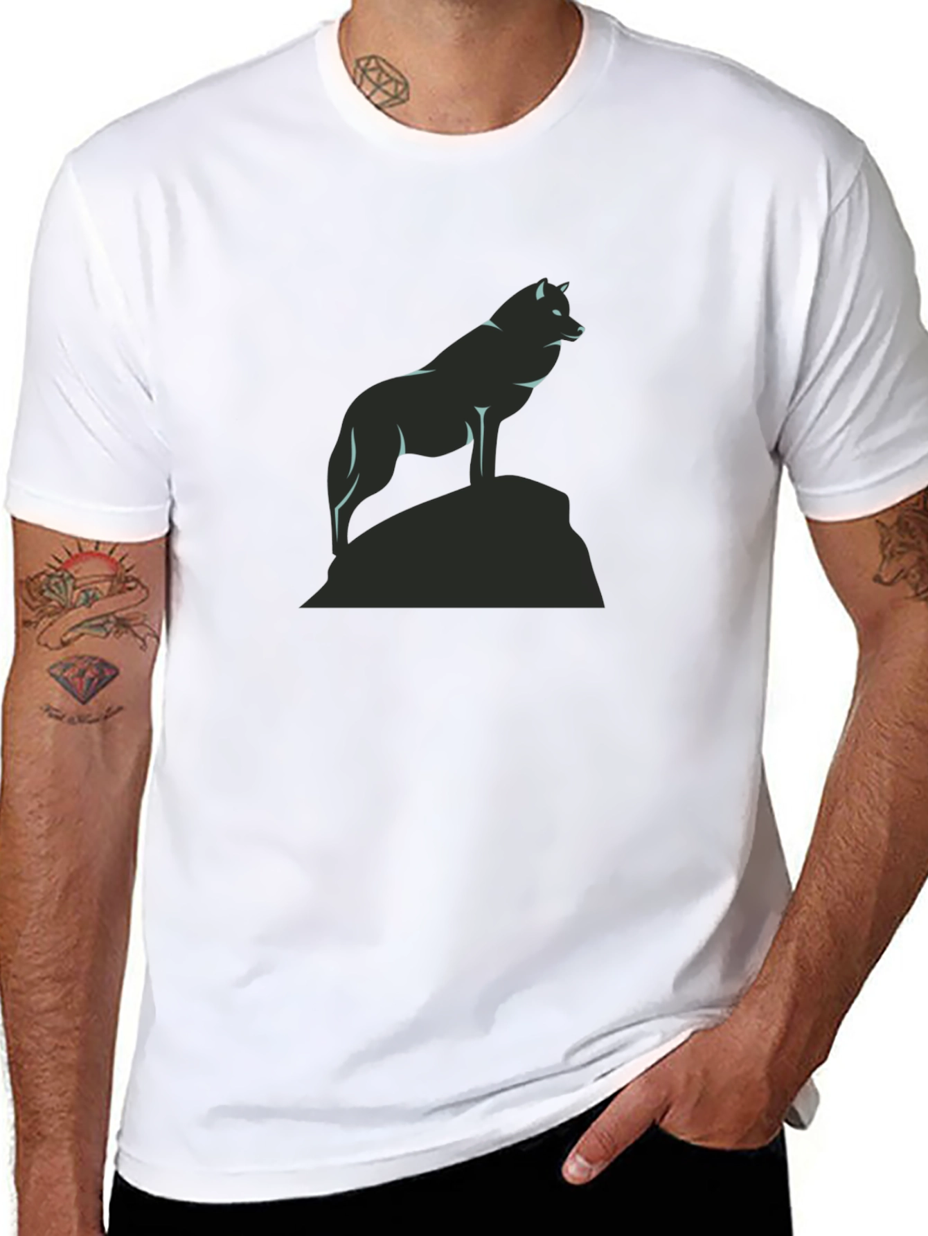Wolf Silhouette Graphic Tee - Black