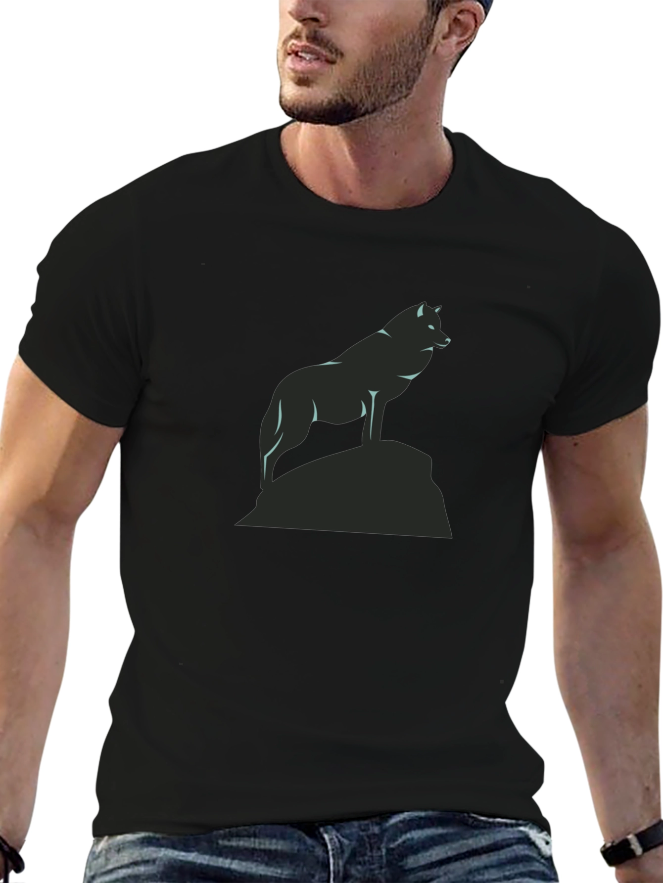 Wolf Silhouette Graphic Tee - Black
