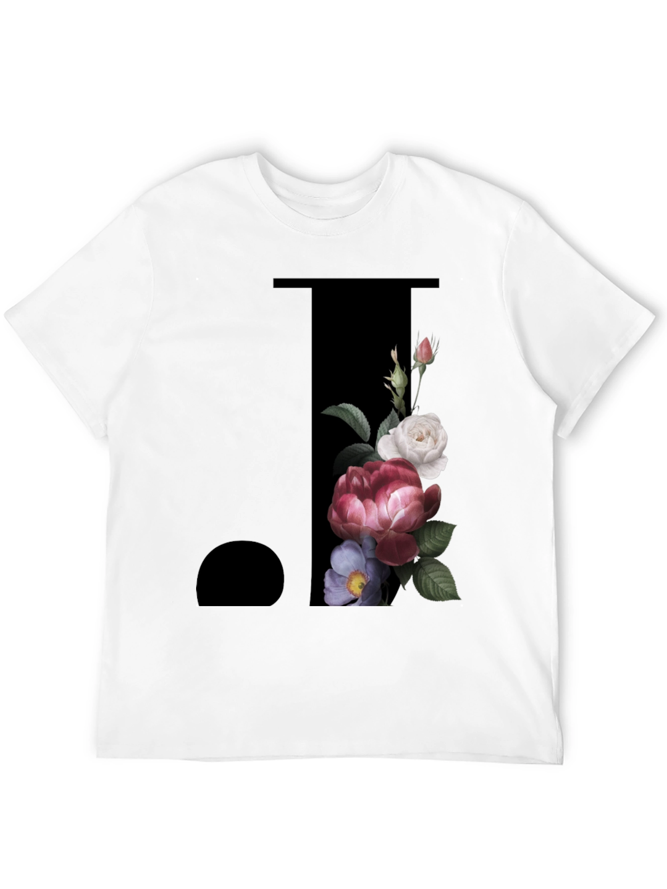 Floral Initial J Black T-Shirt