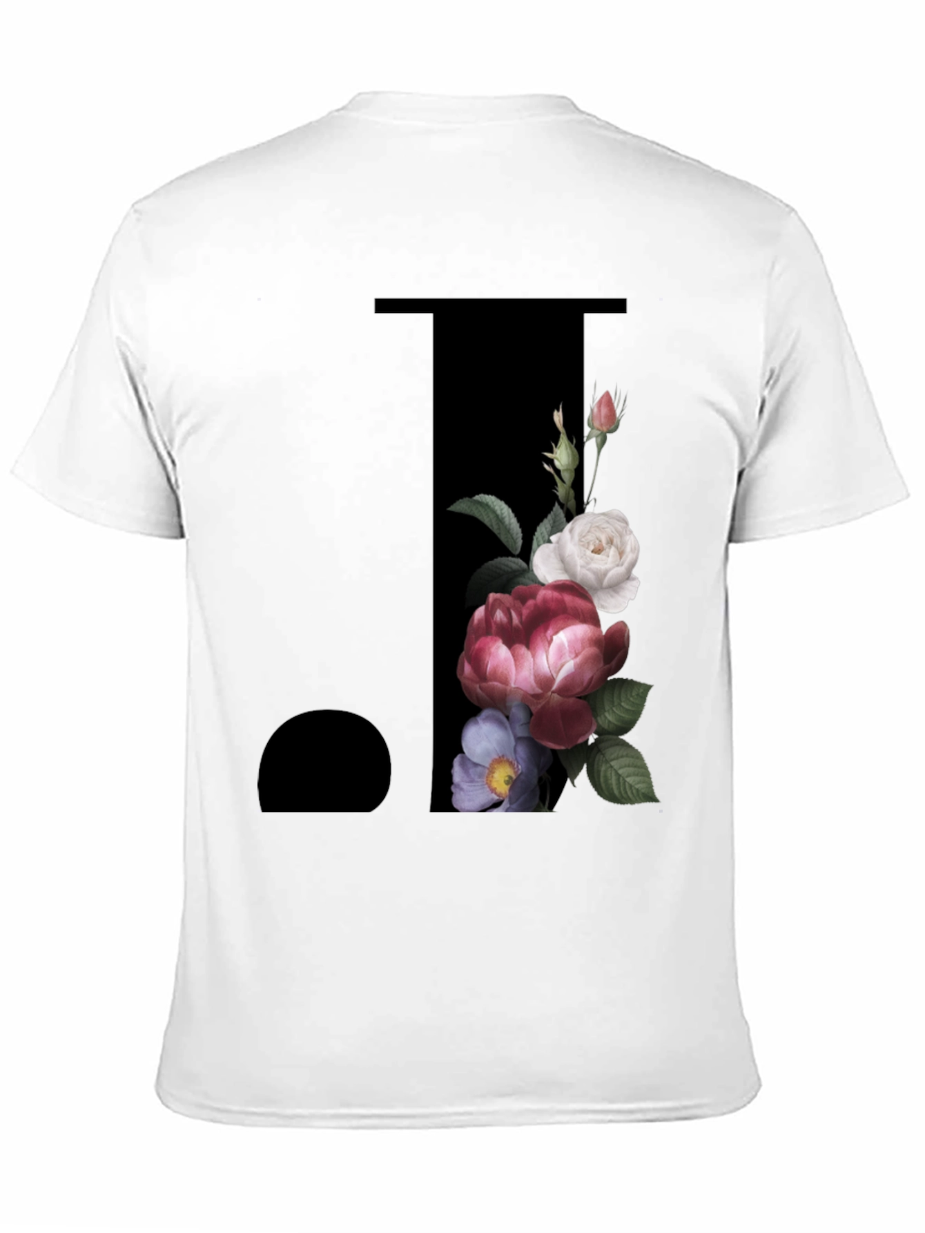 Floral Initial J Black T-Shirt