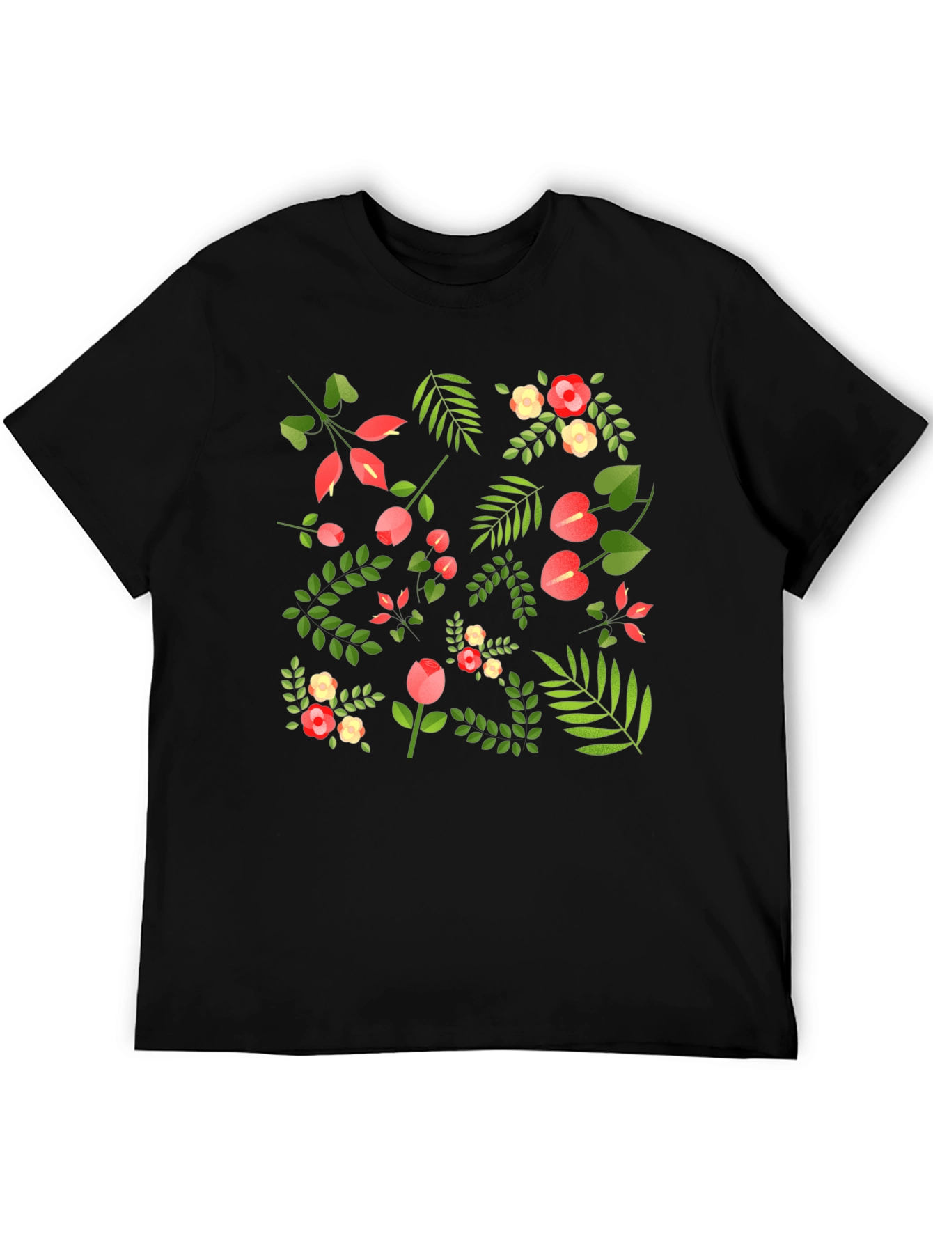 Floral Print Black T-Shirt - Stylish Mens Tee