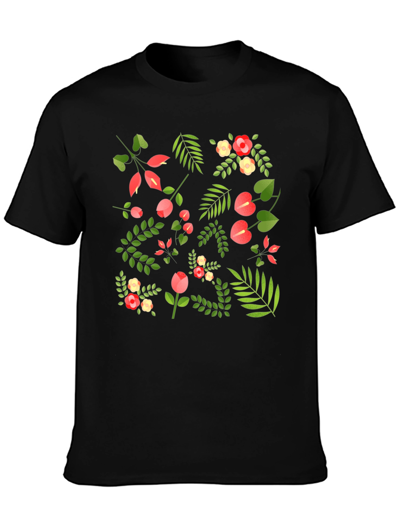 Floral Print Black T-Shirt - Stylish Mens Tee