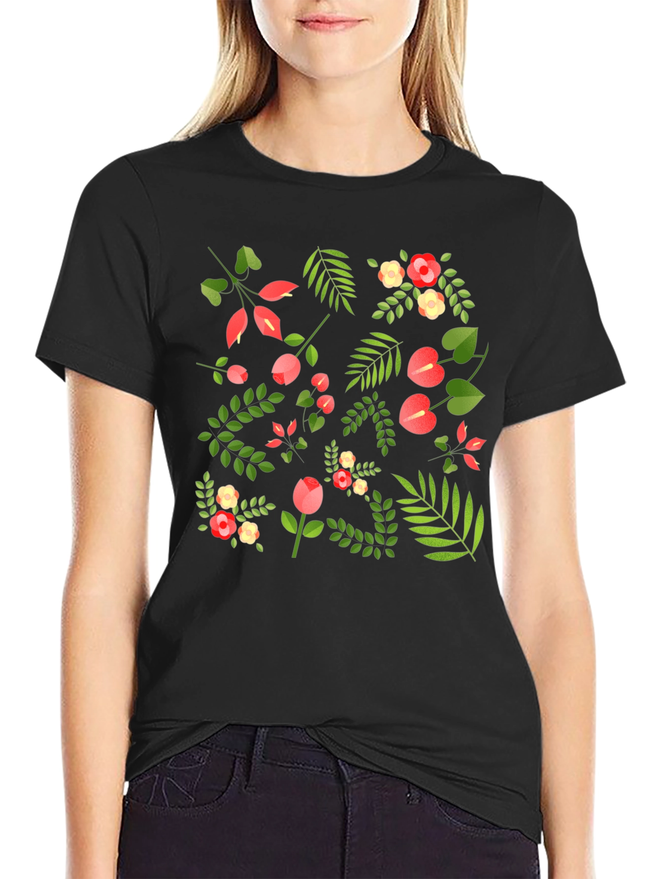 Floral Print Black T-Shirt - Stylish Mens Tee