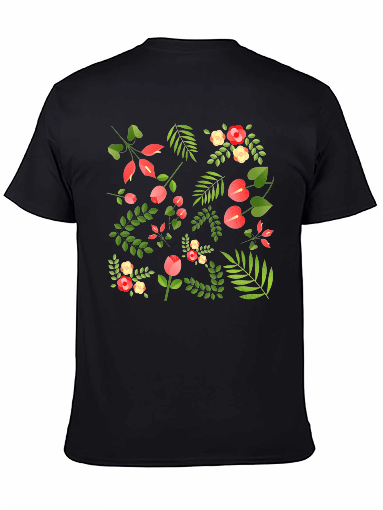 Floral Print Black T-Shirt - Stylish Mens Tee