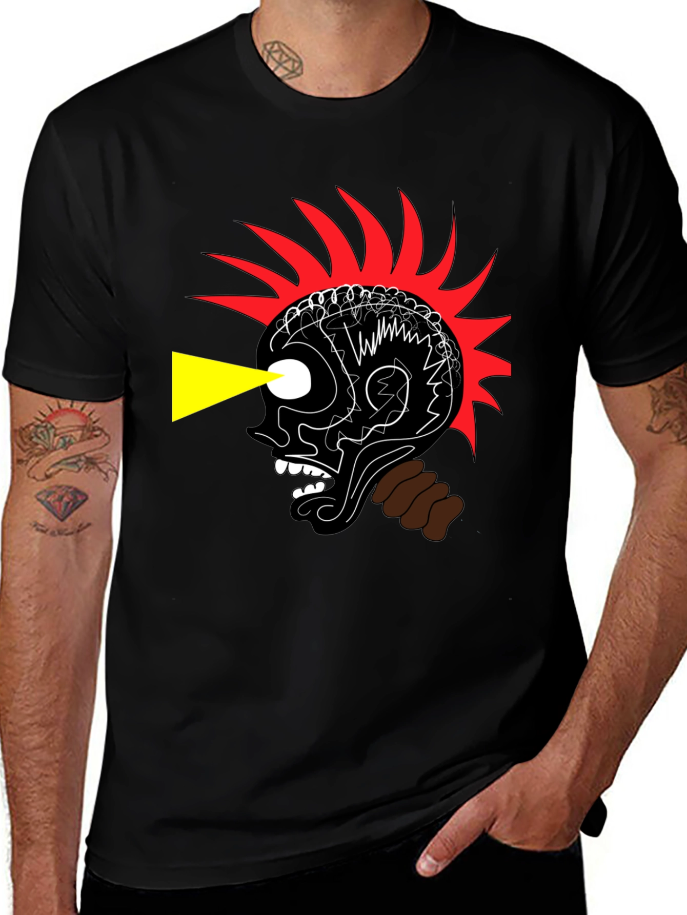 Edgy Graphic Print Black T-Shirt