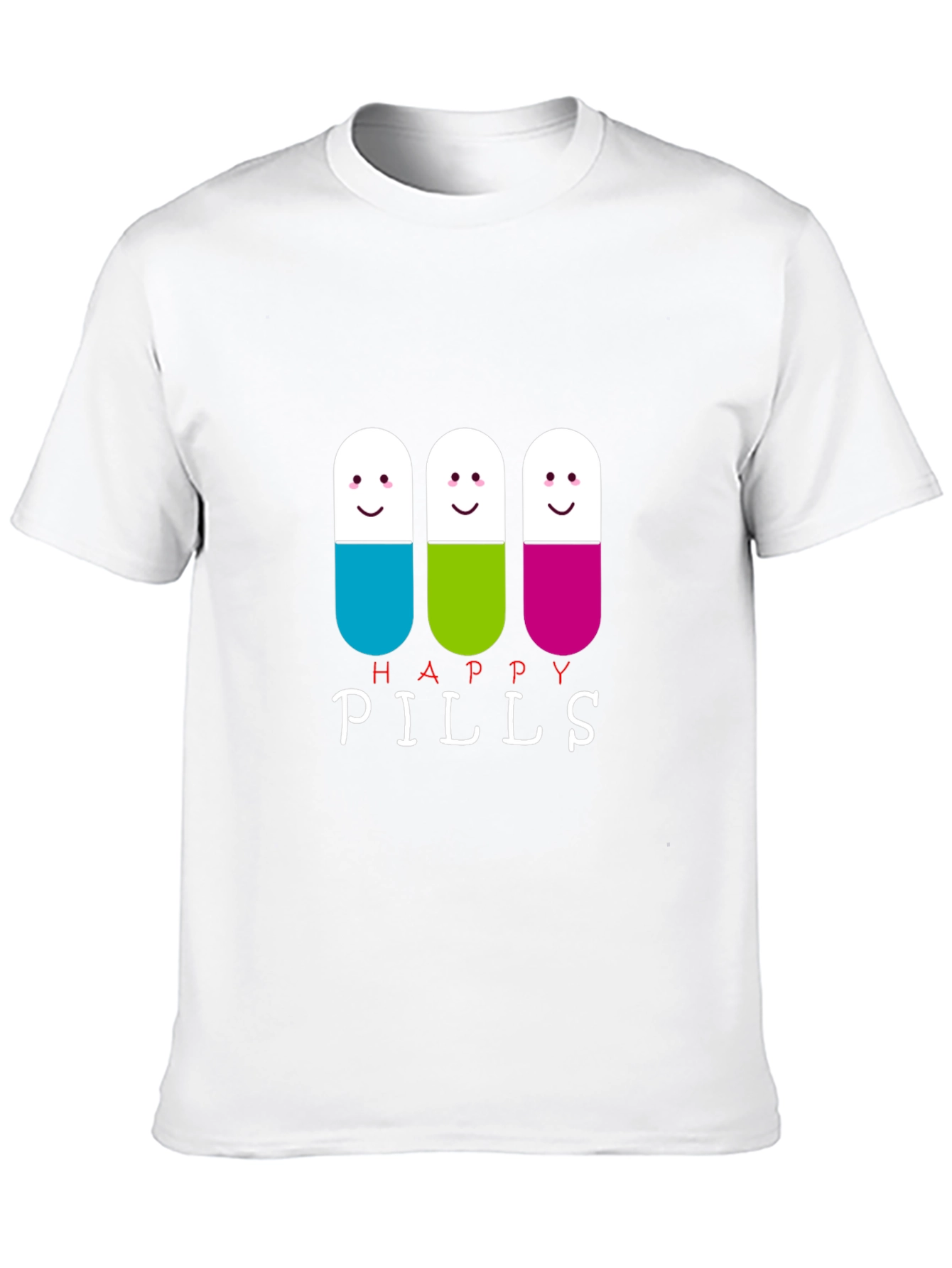 Happy Pills Graphic Tee - Black Cotton T-Shirt