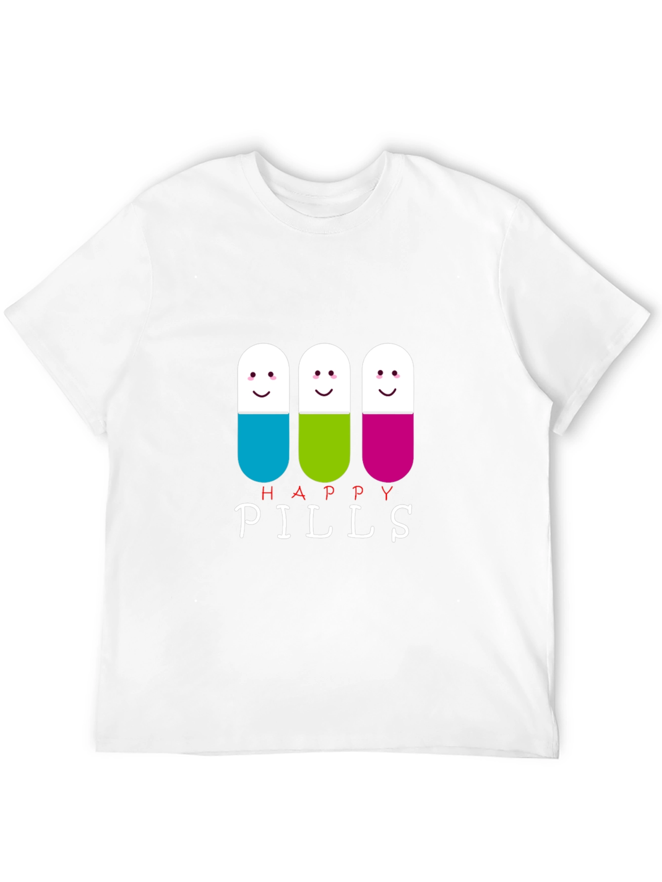 Happy Pills Graphic Tee - Black Cotton T-Shirt