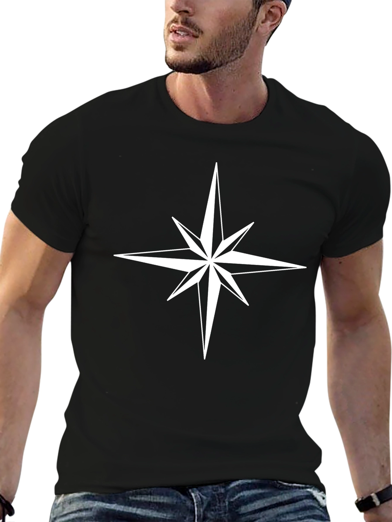 Compass Star Graphic Black T-Shirt