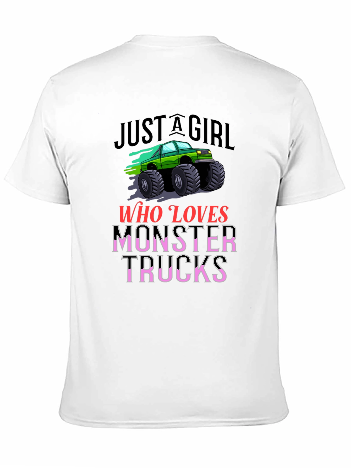 Monster Truck Loving Girl Black Graphic T-Shirt