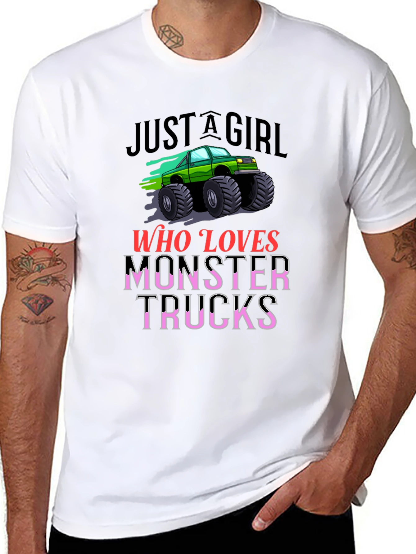 Monster Truck Loving Girl Black Graphic T-Shirt
