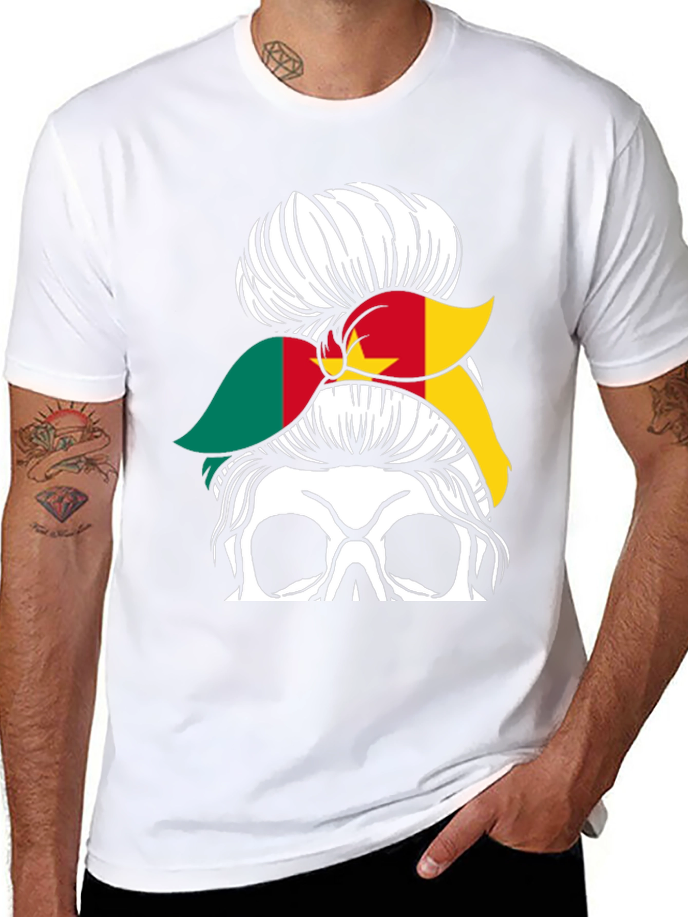 Cameroon Messy Bun Skull T-Shirt