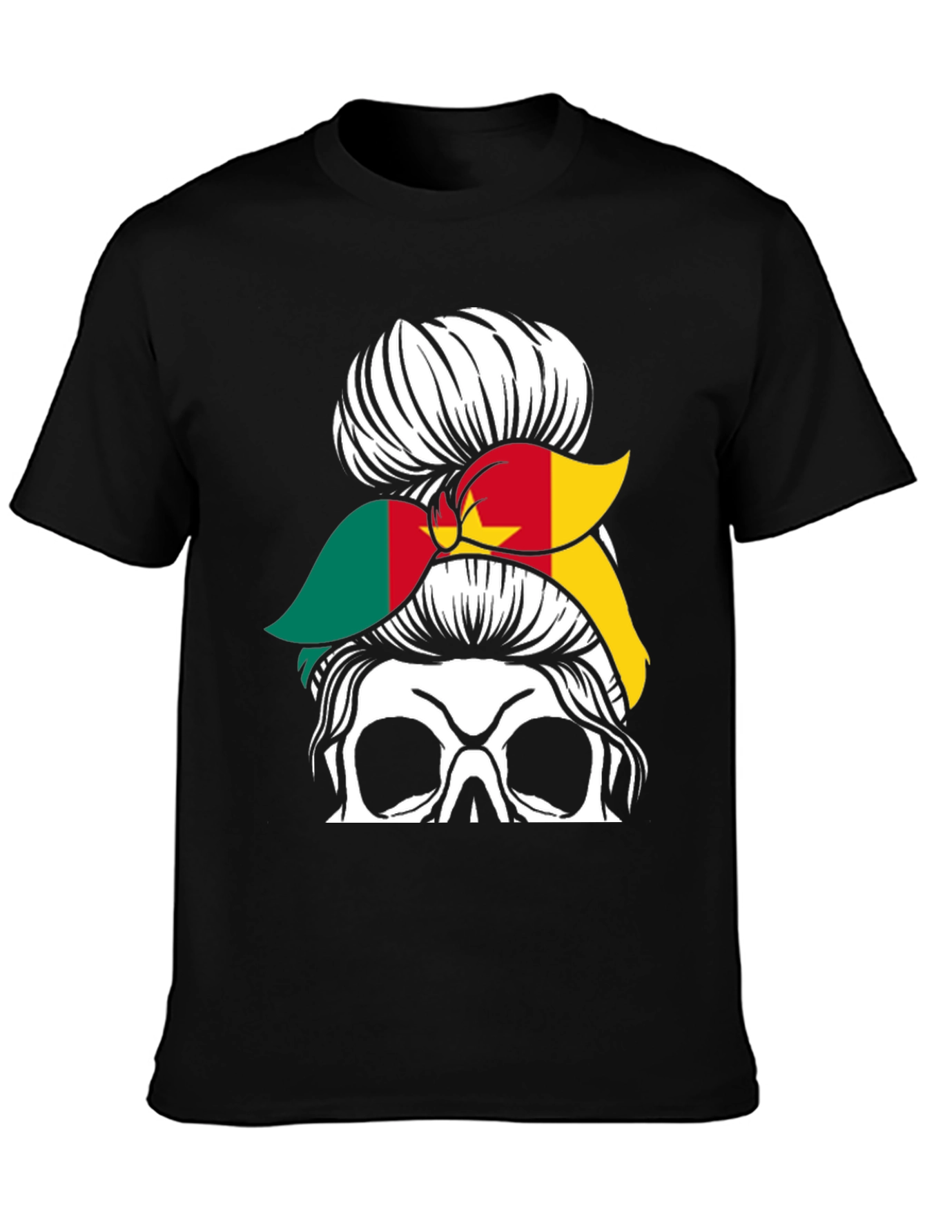 Cameroon Messy Bun Skull T-Shirt