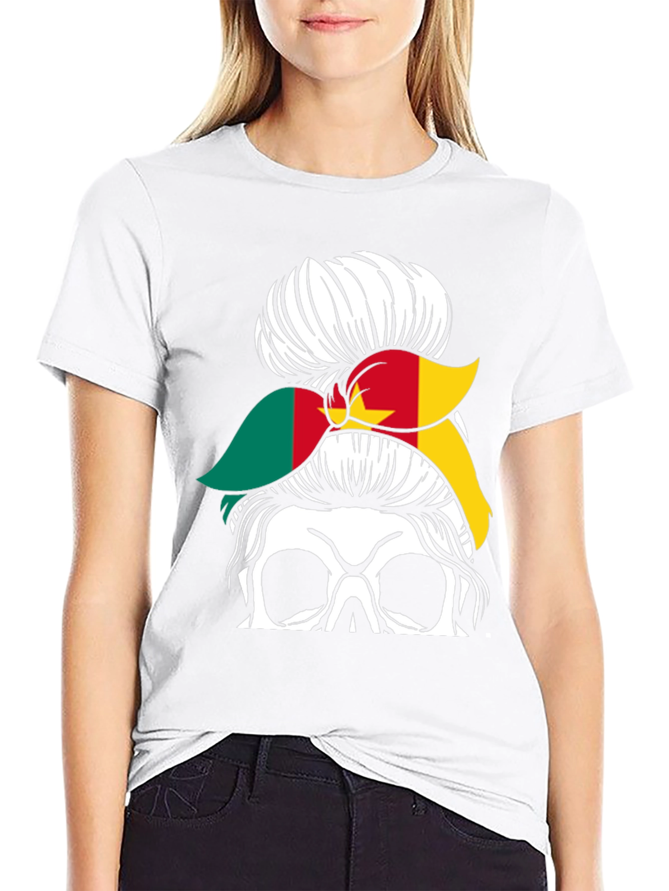 Cameroon Messy Bun Skull T-Shirt