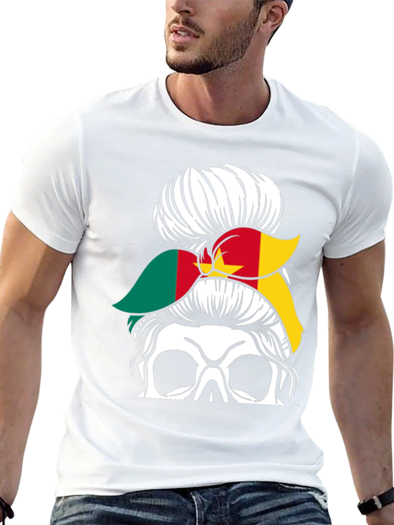 Cameroon Messy Bun Skull T-Shirt
