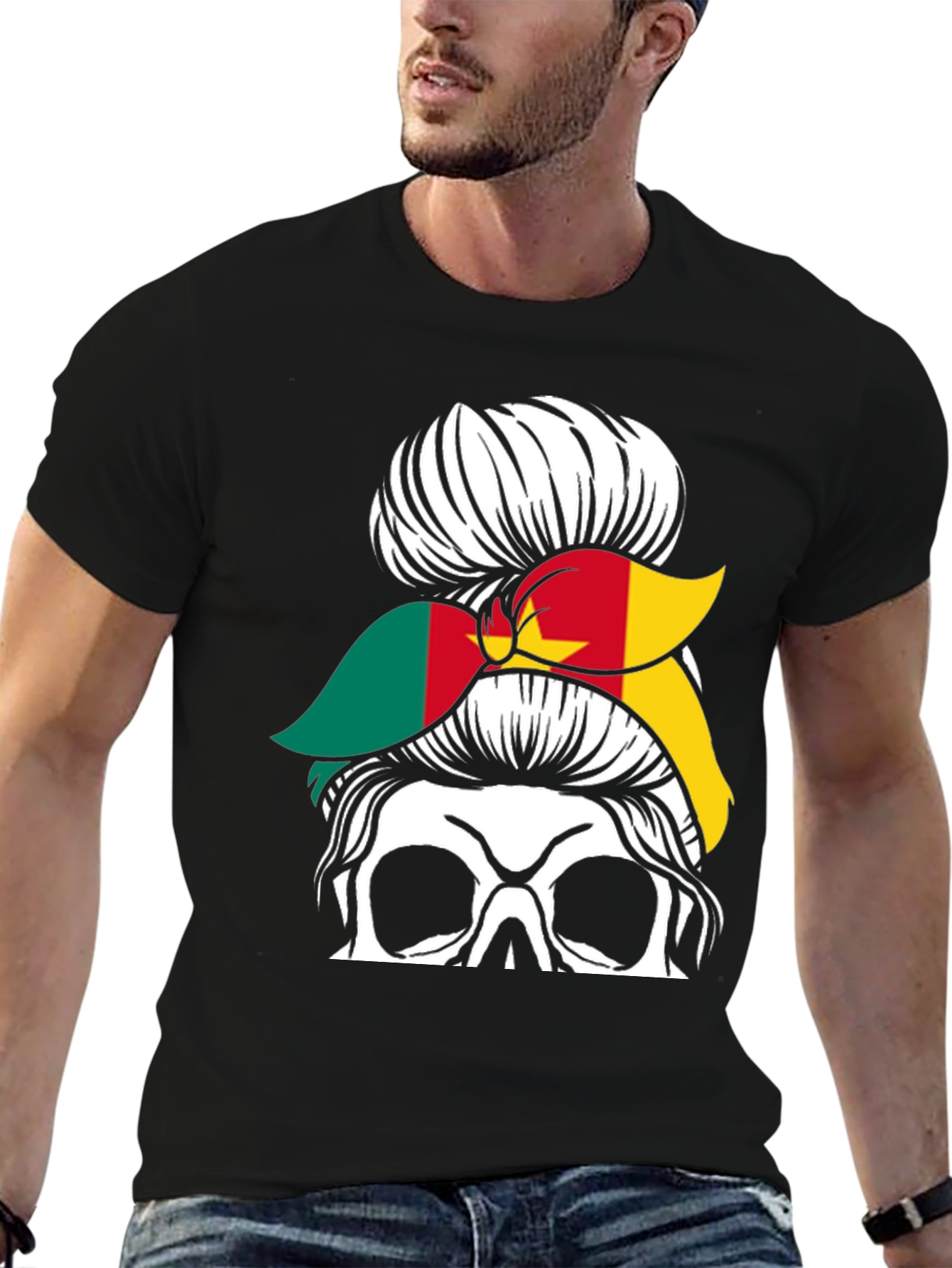 Cameroon Messy Bun Skull T-Shirt