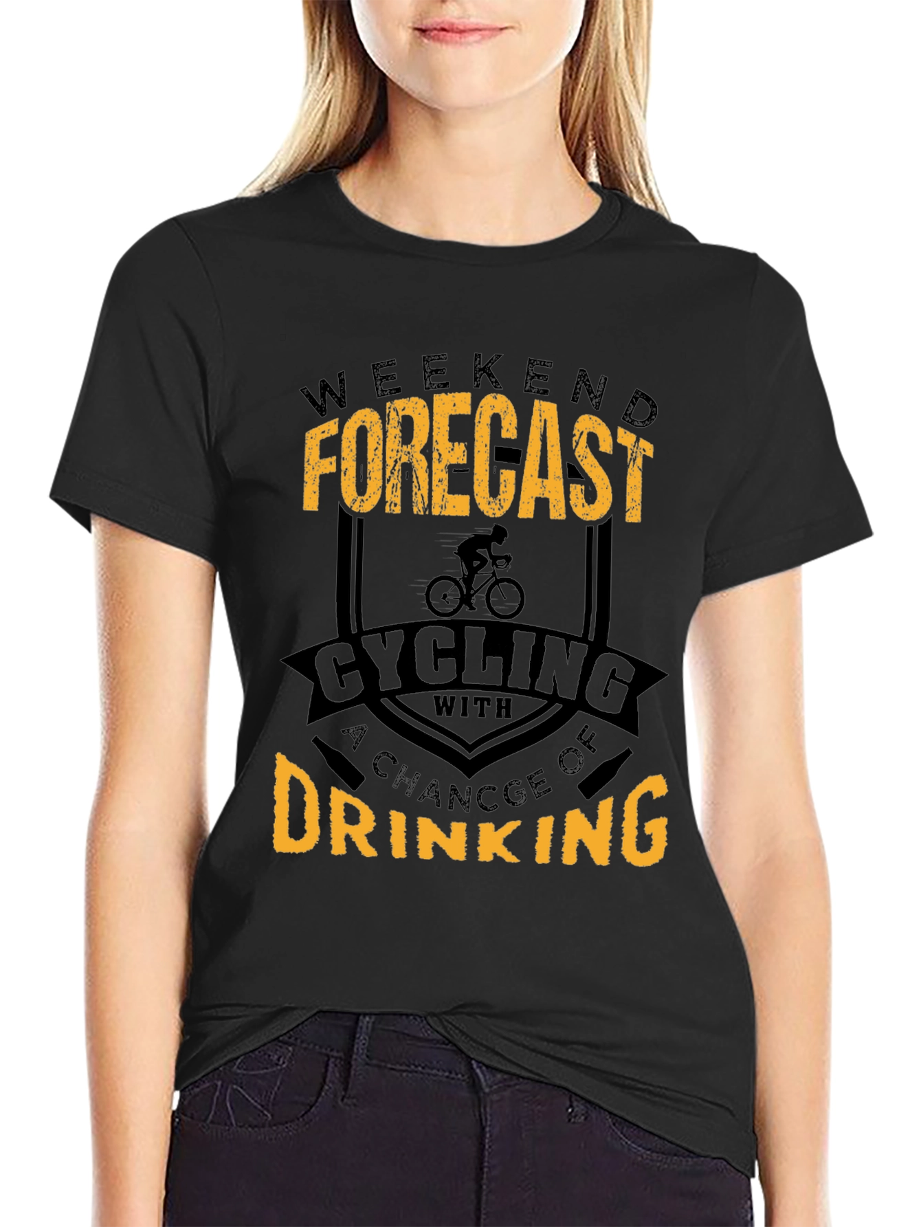Weekend Forecast Cycling and Drinking Graphic T-Shirt