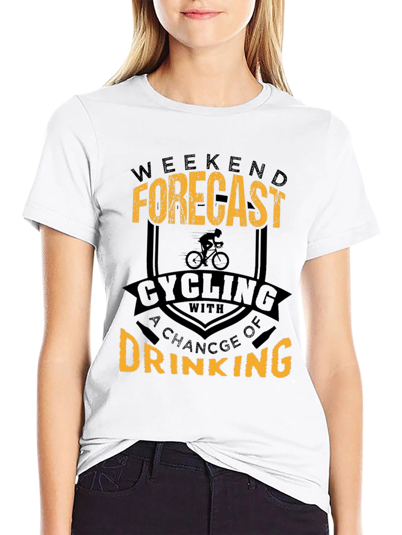 Weekend Forecast Cycling and Drinking Graphic T-Shirt